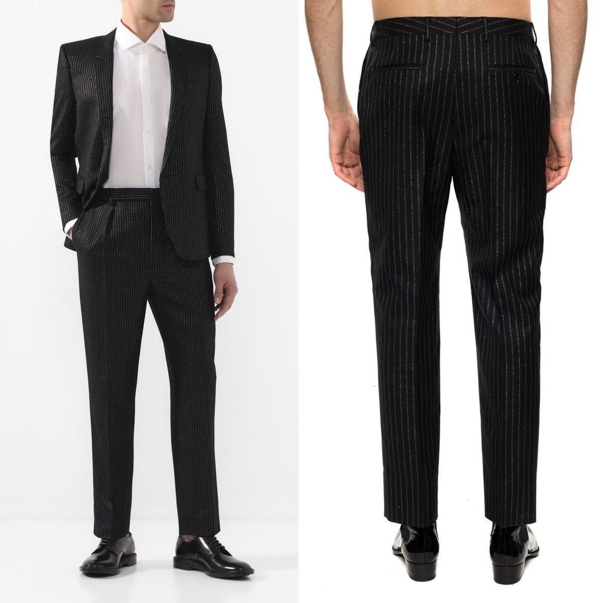 Saint Laurent Paris SS20 Lamé Tennis Stripe Single Pleated Tailor Pants Sz46 Size 46S - 10 Thumbnail