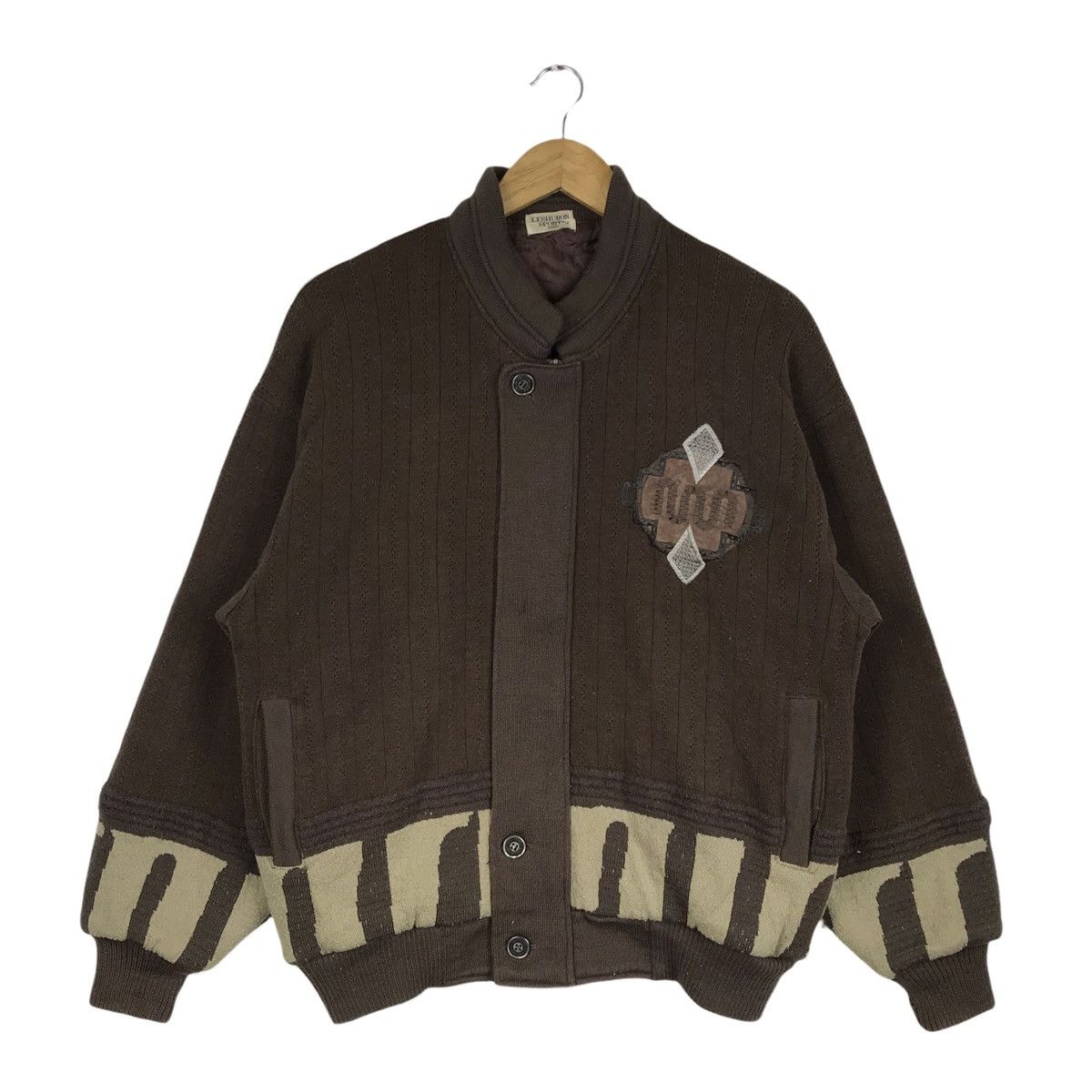 Japanese Brand Vintage Leshuron Sports Uomo Embroidery Cable Knit Jacket Size US L / EU 52-54 / 3 - 7 Thumbnail