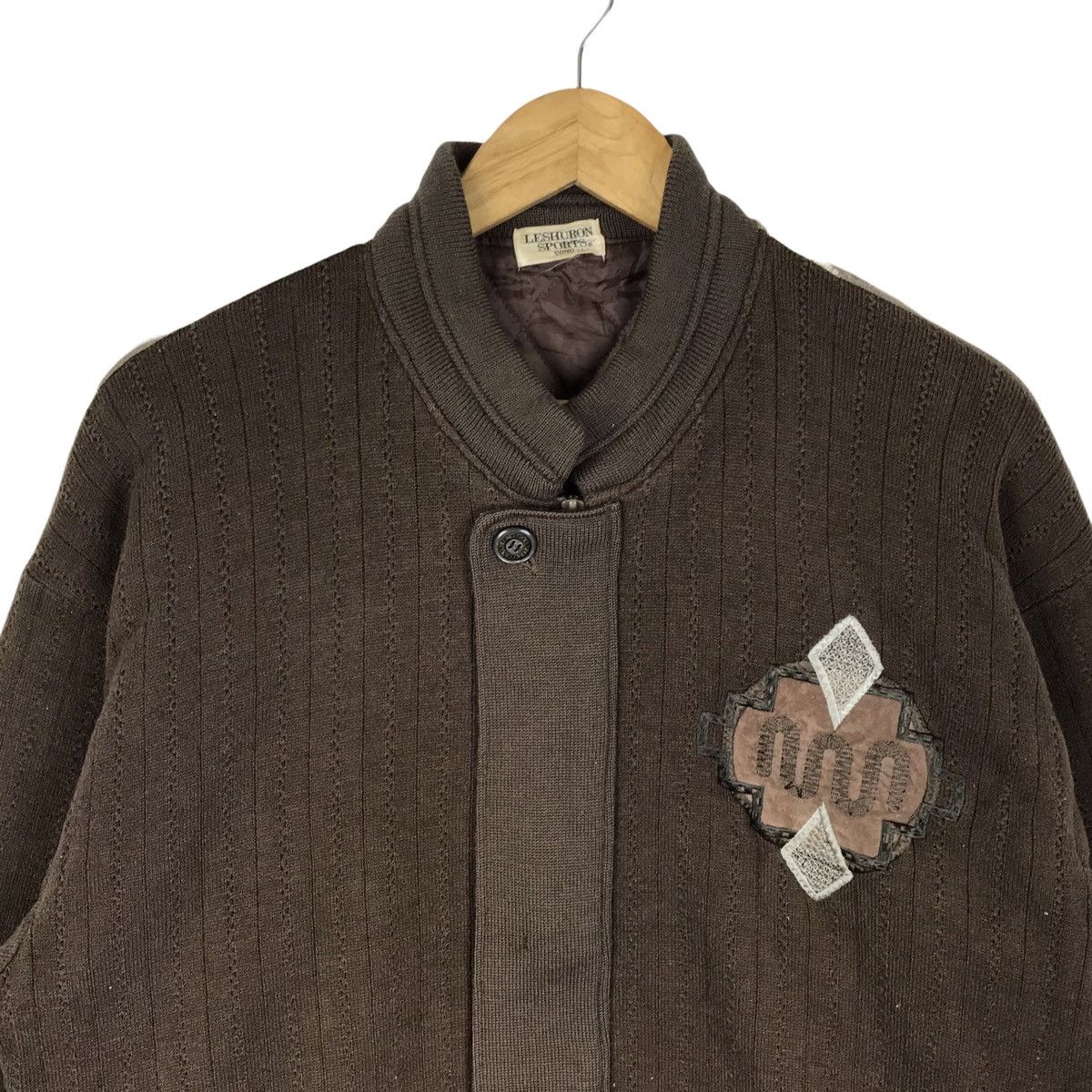 Japanese Brand Vintage Leshuron Sports Uomo Embroidery Cable Knit Jacket Size US L / EU 52-54 / 3 - 8 Thumbnail