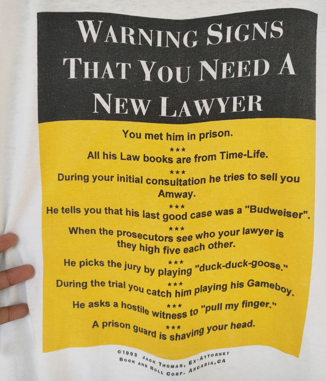 Vintage 90s Vintage Humor Wording Lawyer T Size US XL / EU 56 / 4 - 2 Thumbnail