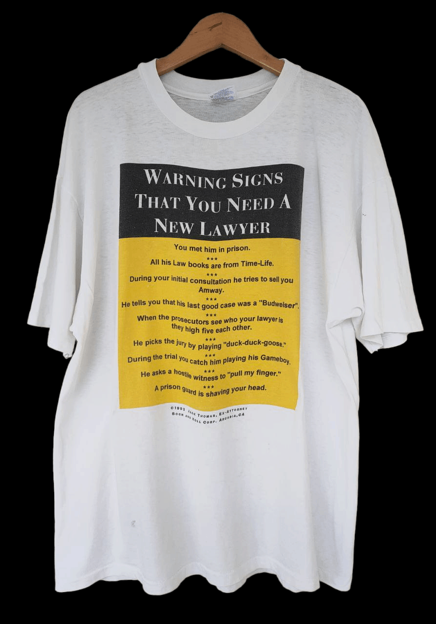 Vintage 90s Vintage Humor Wording Lawyer T Size US XL / EU 56 / 4 - 1 Thumbnail