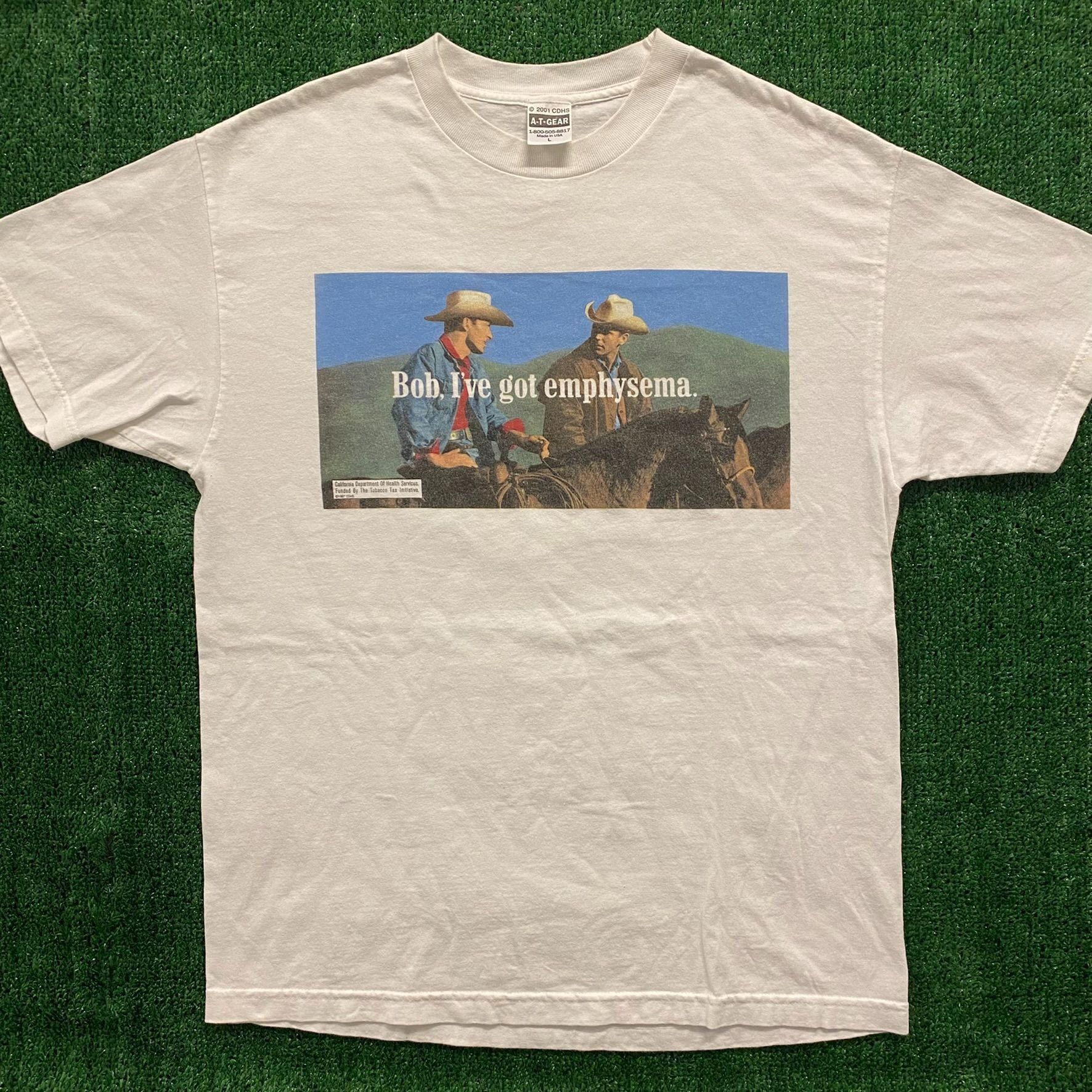 Marlboro Crazy Vintage 90s Marlboro Man Anti-Smoking Parody T-Shirt Size US L / EU 52-54 / 3 - 1 Thumbnail