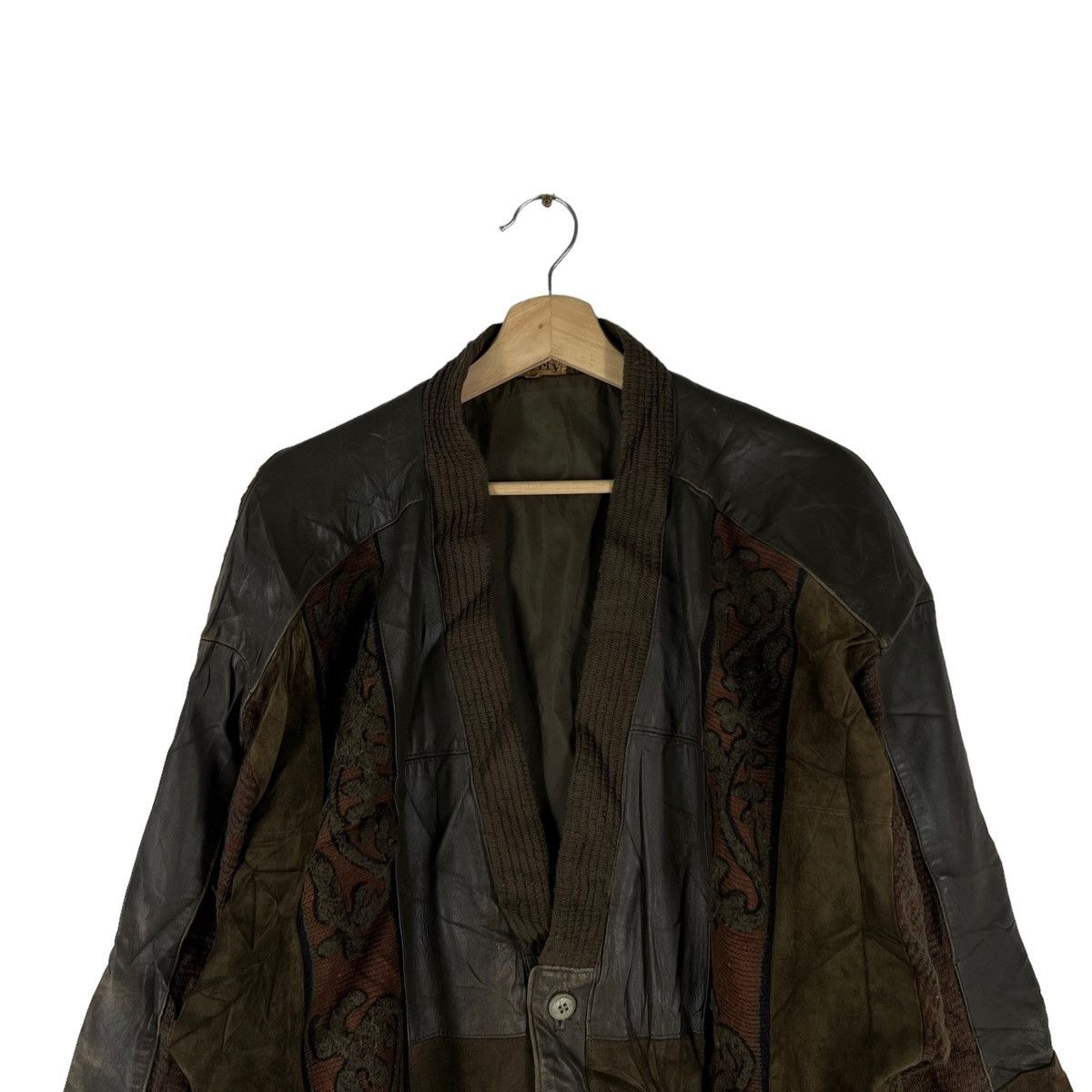 Japanese Brand VINTAGE LIBERTY CARDIGAN NAVAJO DESIGN LEATHER PARTS STYLE Size US L / EU 52-54 / 3 - 4 Thumbnail