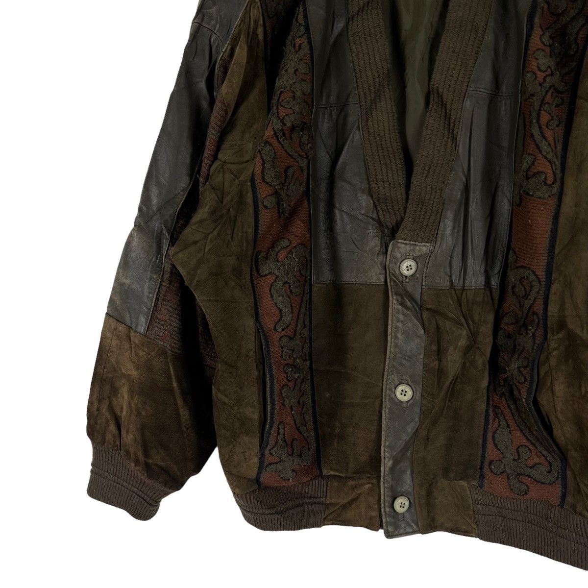 Japanese Brand VINTAGE LIBERTY CARDIGAN NAVAJO DESIGN LEATHER PARTS STYLE Size US L / EU 52-54 / 3 - 6 Thumbnail