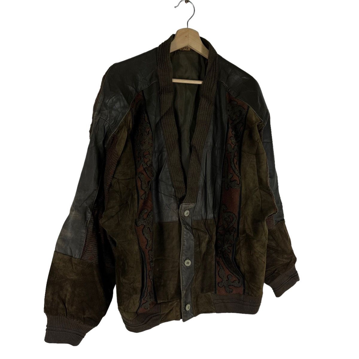 Japanese Brand VINTAGE LIBERTY CARDIGAN NAVAJO DESIGN LEATHER PARTS STYLE Size US L / EU 52-54 / 3 - 2 Thumbnail