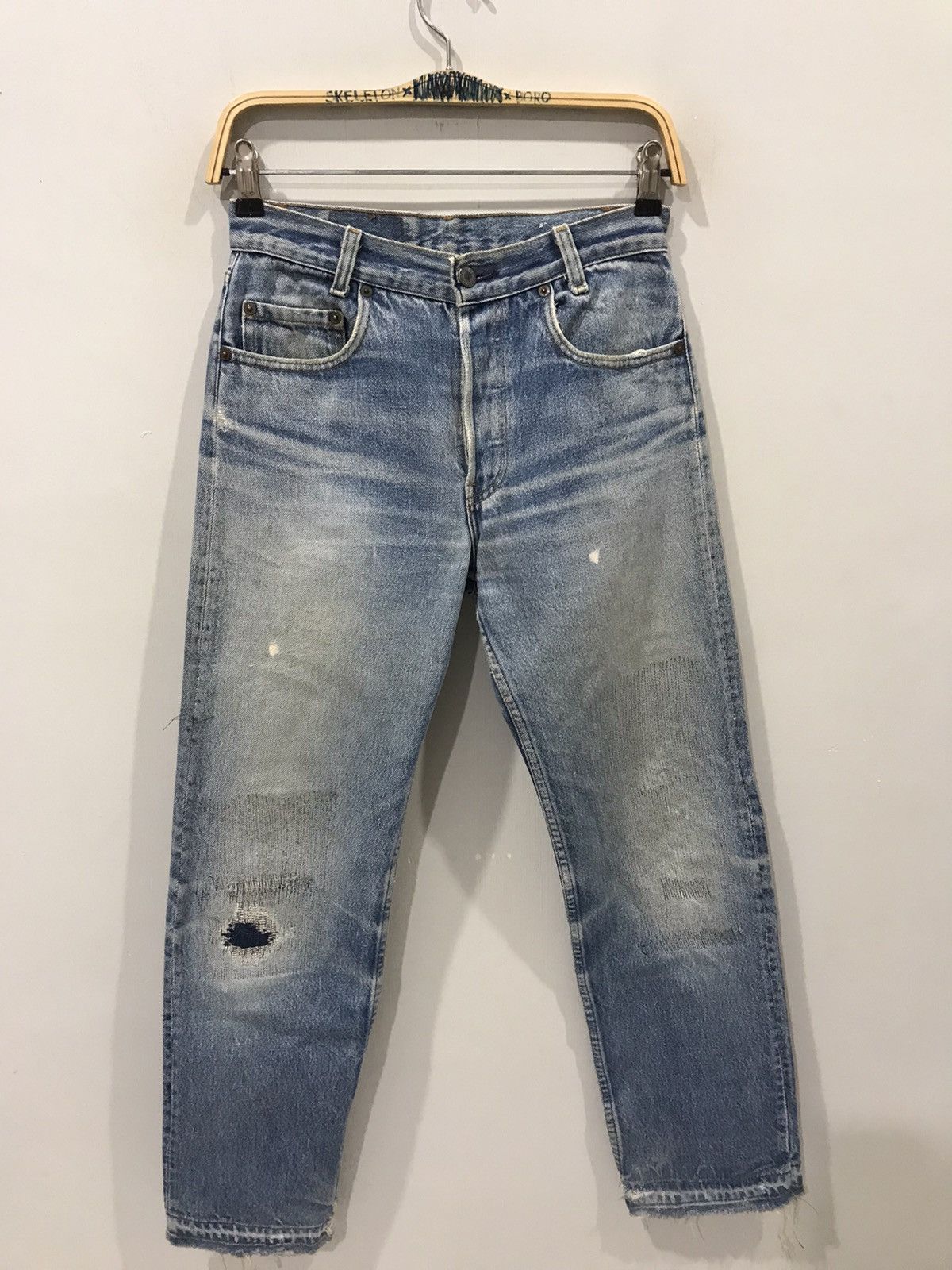 Levi's × Vintage Vintage 90s Levis 701 Student Fit Custom Released Hem Denim Size US 26 / EU 42 - 1 Thumbnail