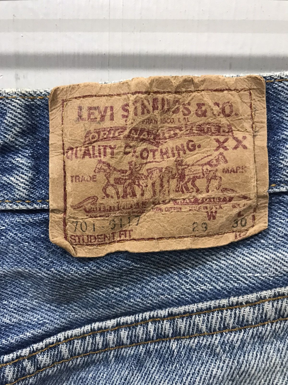 Levi's × Vintage Vintage 90s Levis 701 Student Fit Custom Released Hem Denim Size US 26 / EU 42 - 11 Thumbnail