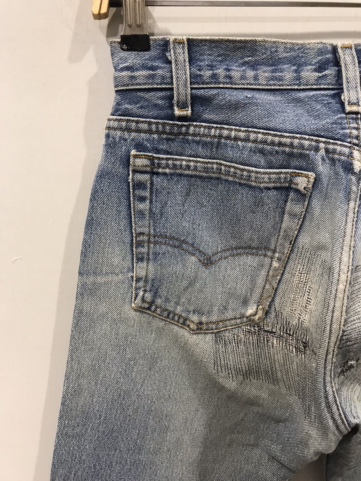 Levi's × Vintage Vintage 90s Levis 701 Student Fit Custom Released Hem Denim Size US 26 / EU 42 - 16 Thumbnail