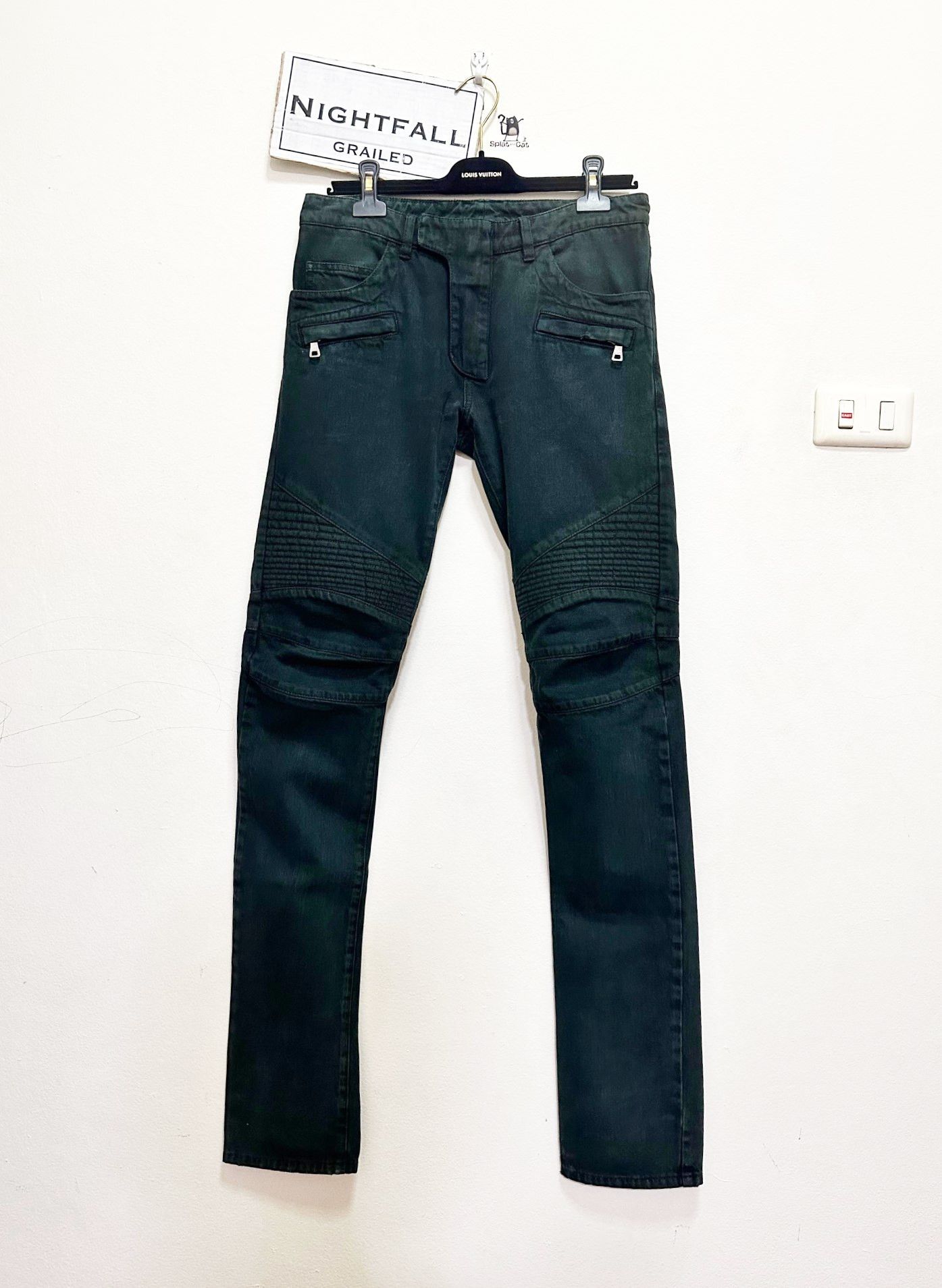 Balmain [FINAL PRICE] Balmain Green Biker Jeans Size US 29 - 2 Thumbnail