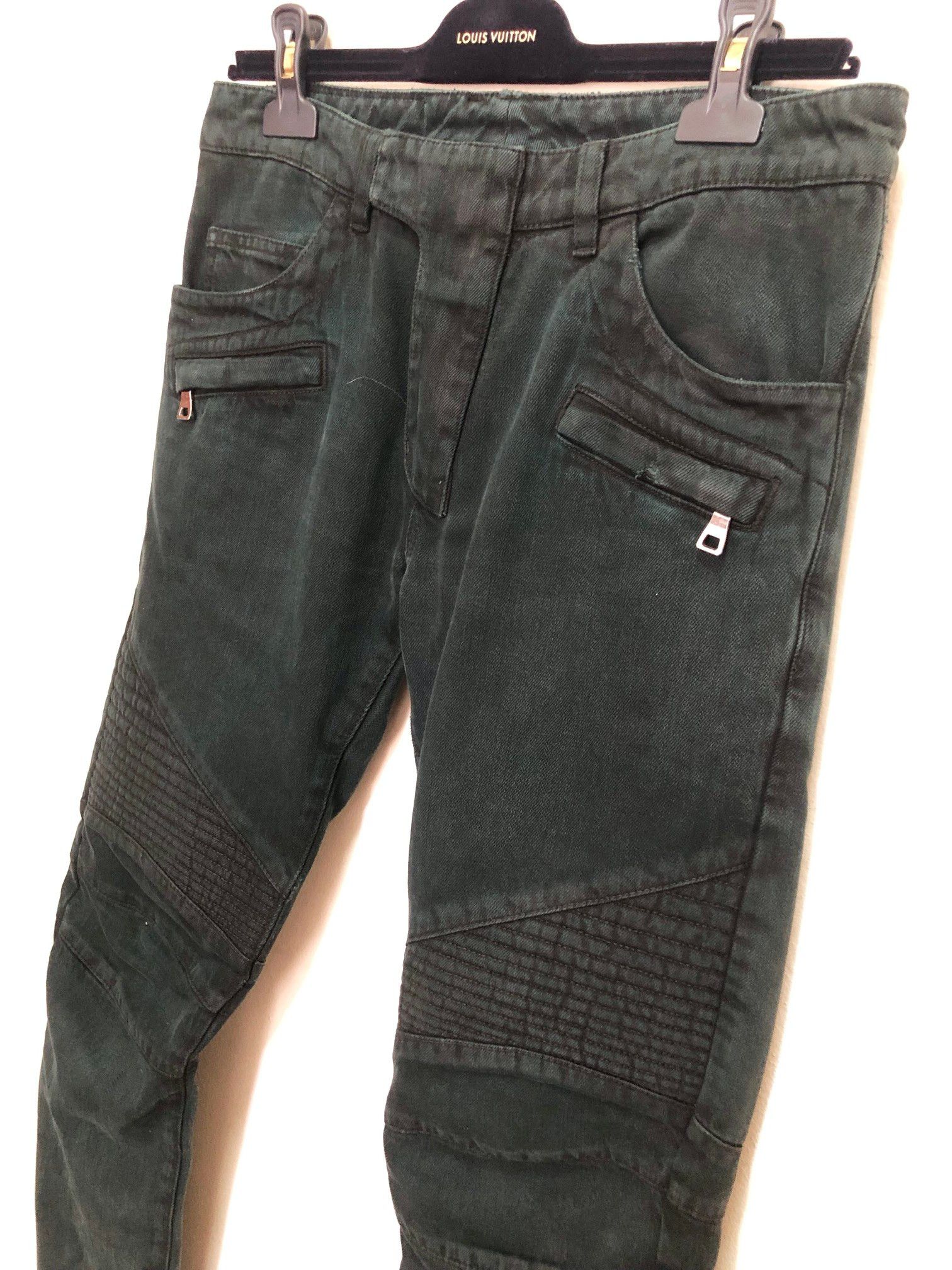 Balmain [FINAL PRICE] Balmain Green Biker Jeans Size US 29 - 5 Thumbnail