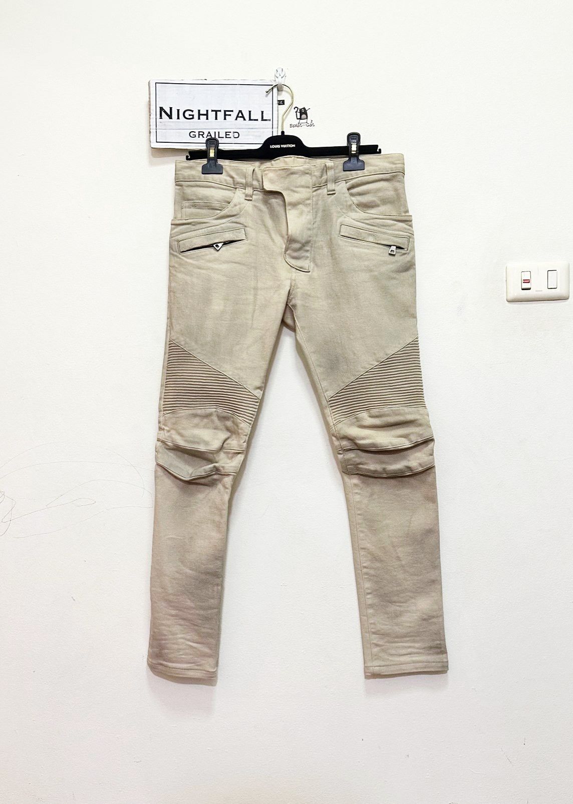 Balmain [FINAL PRICE] Balmain Beige Biker Jeans Size US 29 - 1 Thumbnail