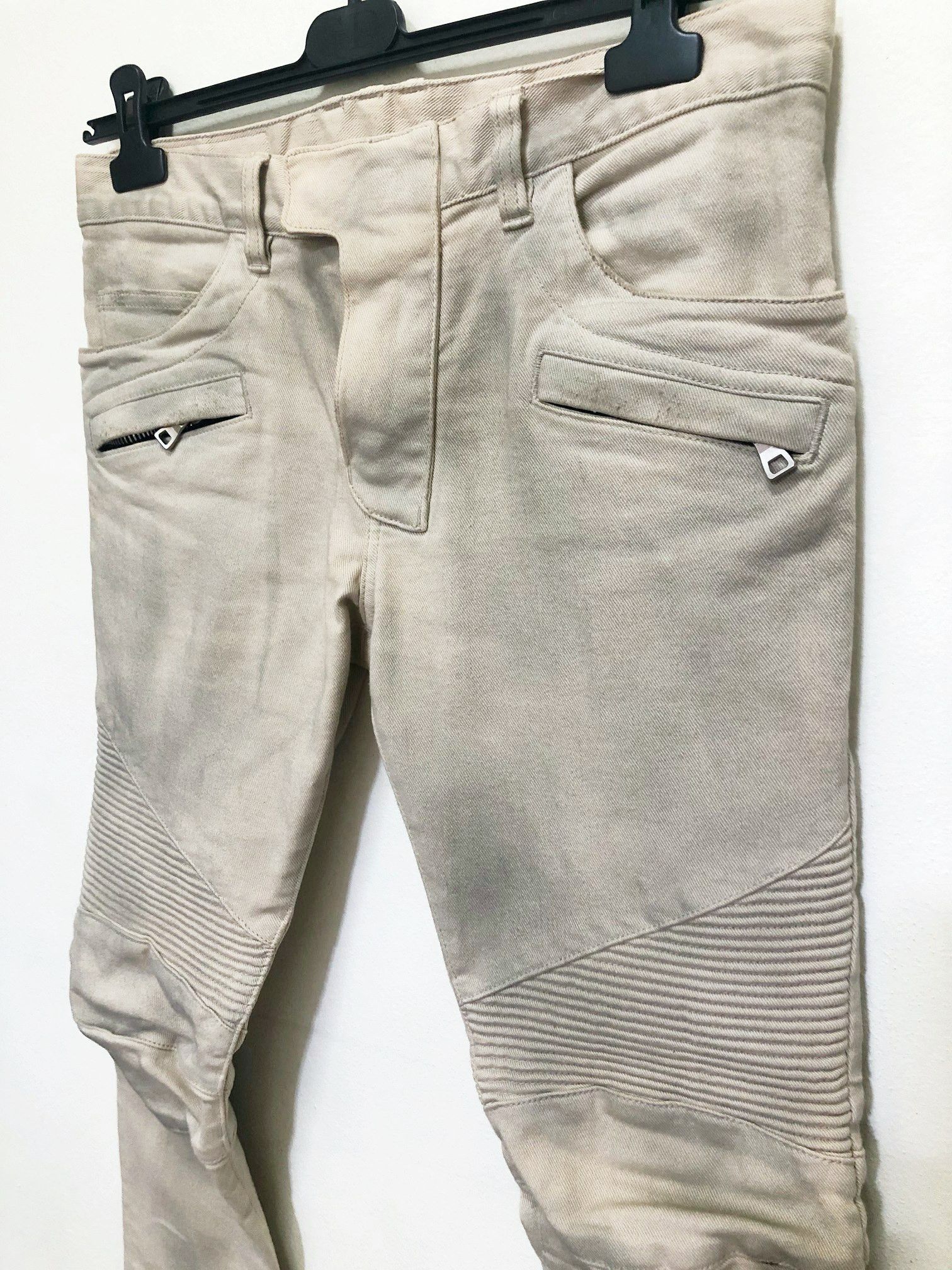 Balmain [FINAL PRICE] Balmain Beige Biker Jeans Size US 29 - 3 Thumbnail