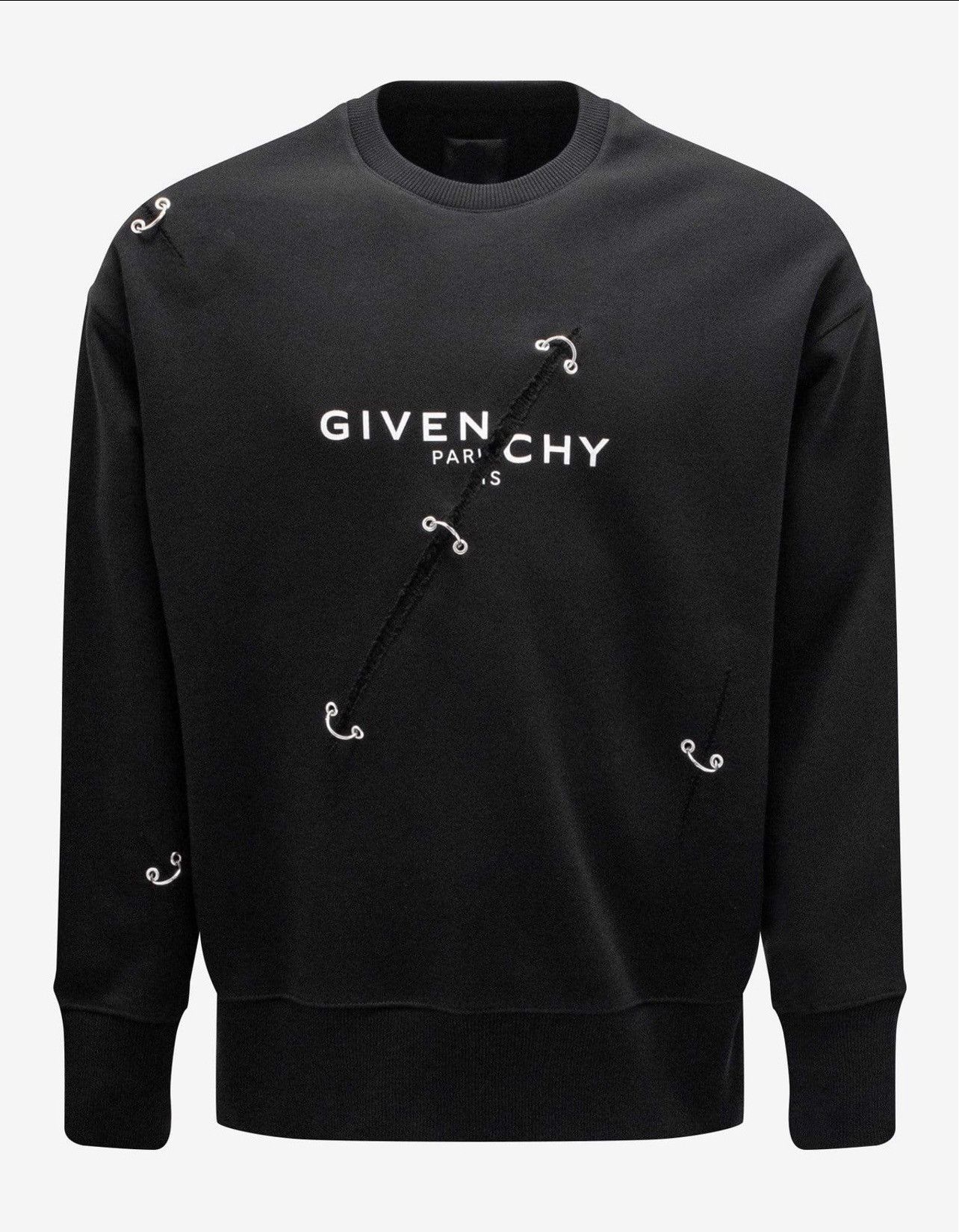 image of Givenchy “Oversized” Logo-Print Eyelet-Detailing Sweatshirt in Black, Men's (Size Small)