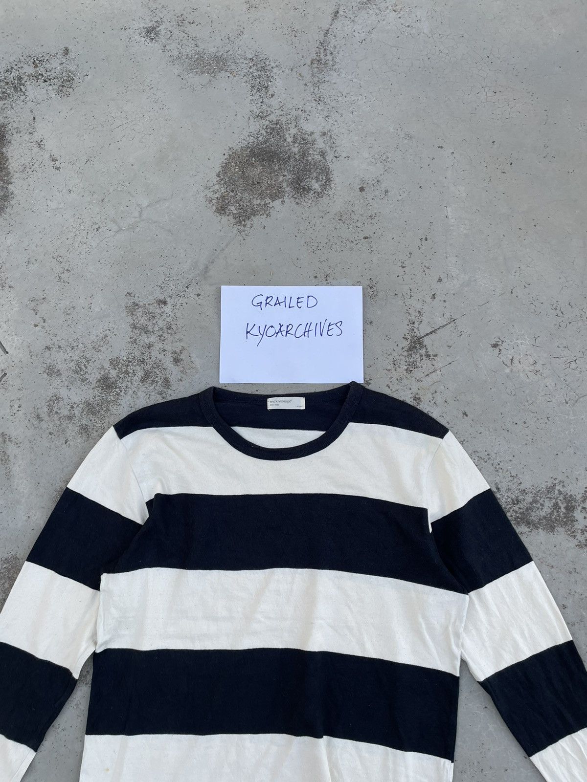 Japanese Brand BACK NUMBER STRIPE LONG SLEEVE Size US L / EU 52-54 / 3 - 2 Thumbnail