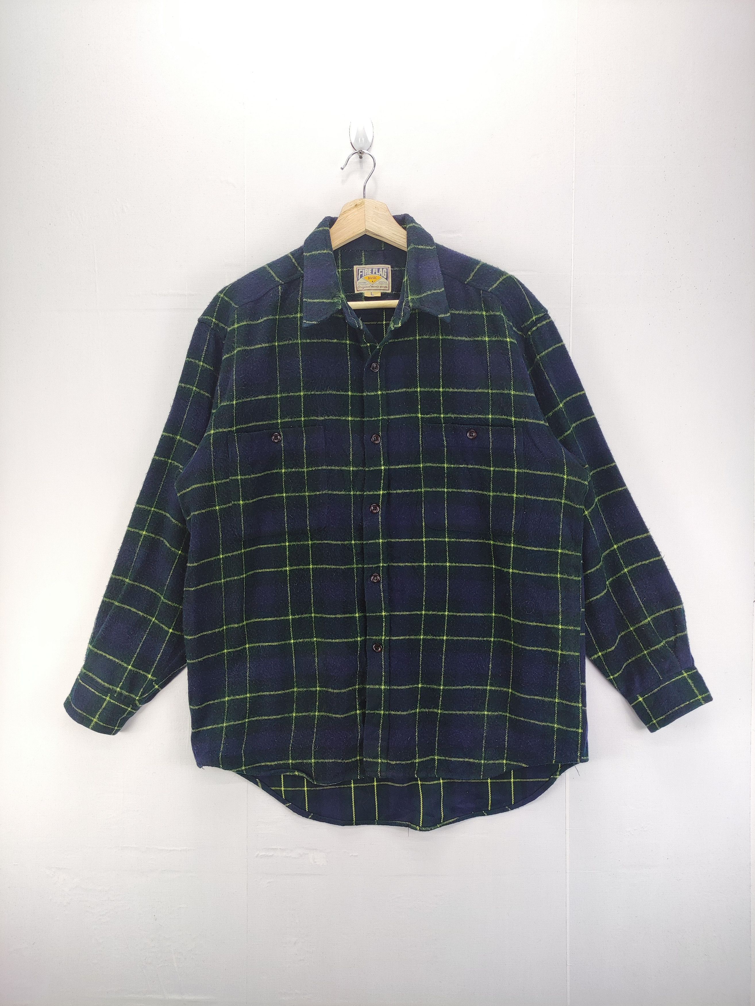 Japanese Brand Vintage Fire Flag Fleece Shirt Button Up Size US L / EU 52-54 / 3 - 1 Thumbnail