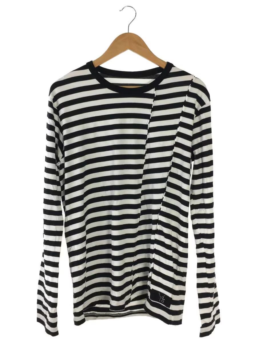 image of Yohji Yamamoto x YS Yamamoto Reconstructed Striped Long Sleeve Tee in White, Men's (Size XL)