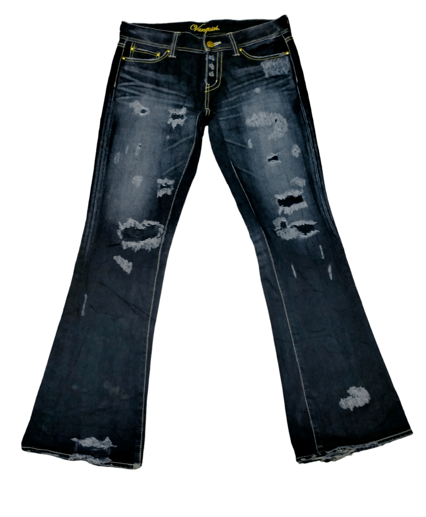 image of If Six Was Nine Flare Jeans Vanquish Boot Cut Denim in Black/Acid Wash, Men's (Size 33)