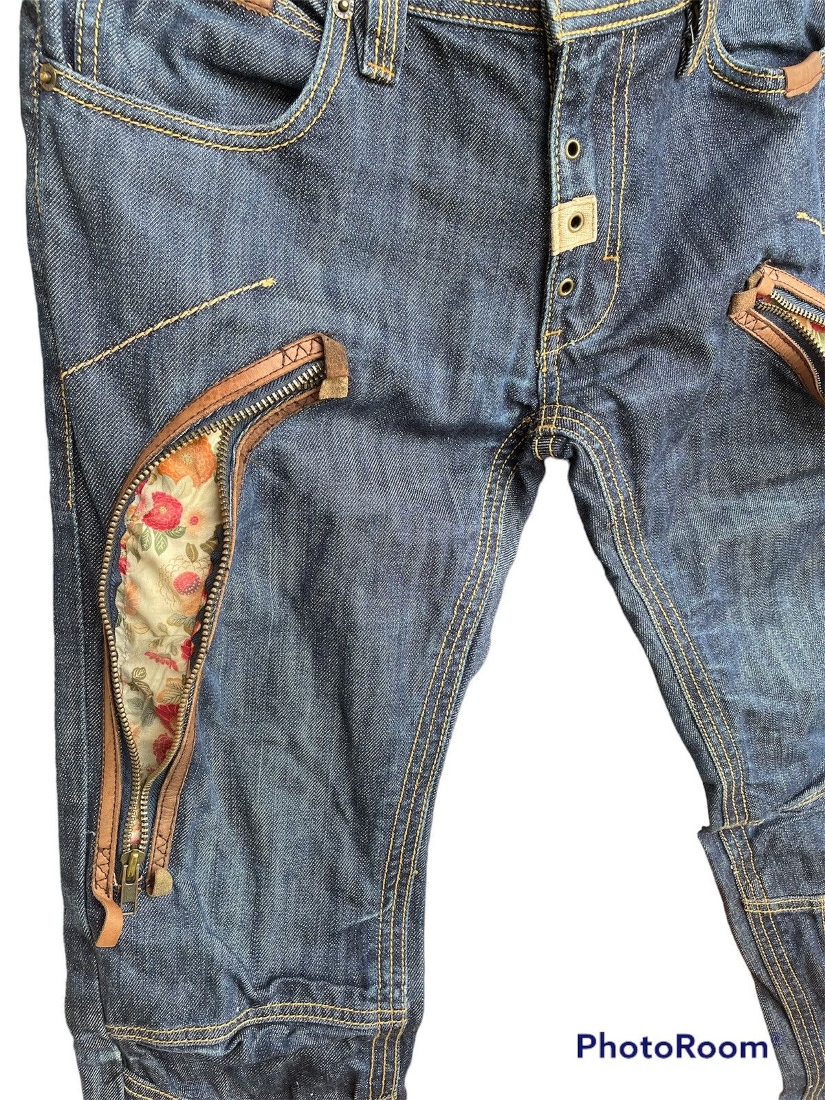 PPFM Very Rare PPFM Leather MultiPockets Jeans Size US 31 - 8 Thumbnail