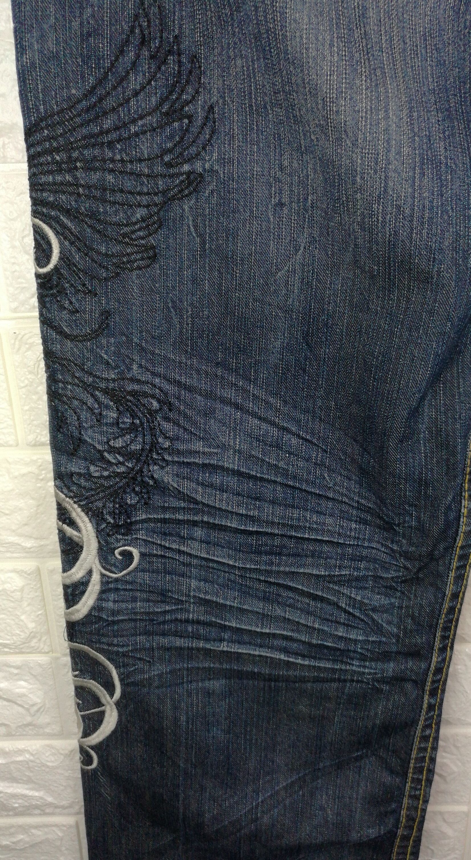 Japanese Brand Vintage Sukajan Karakuri Tamashi Embroidered Jeans Size US 38 / EU 54 - 13 Thumbnail