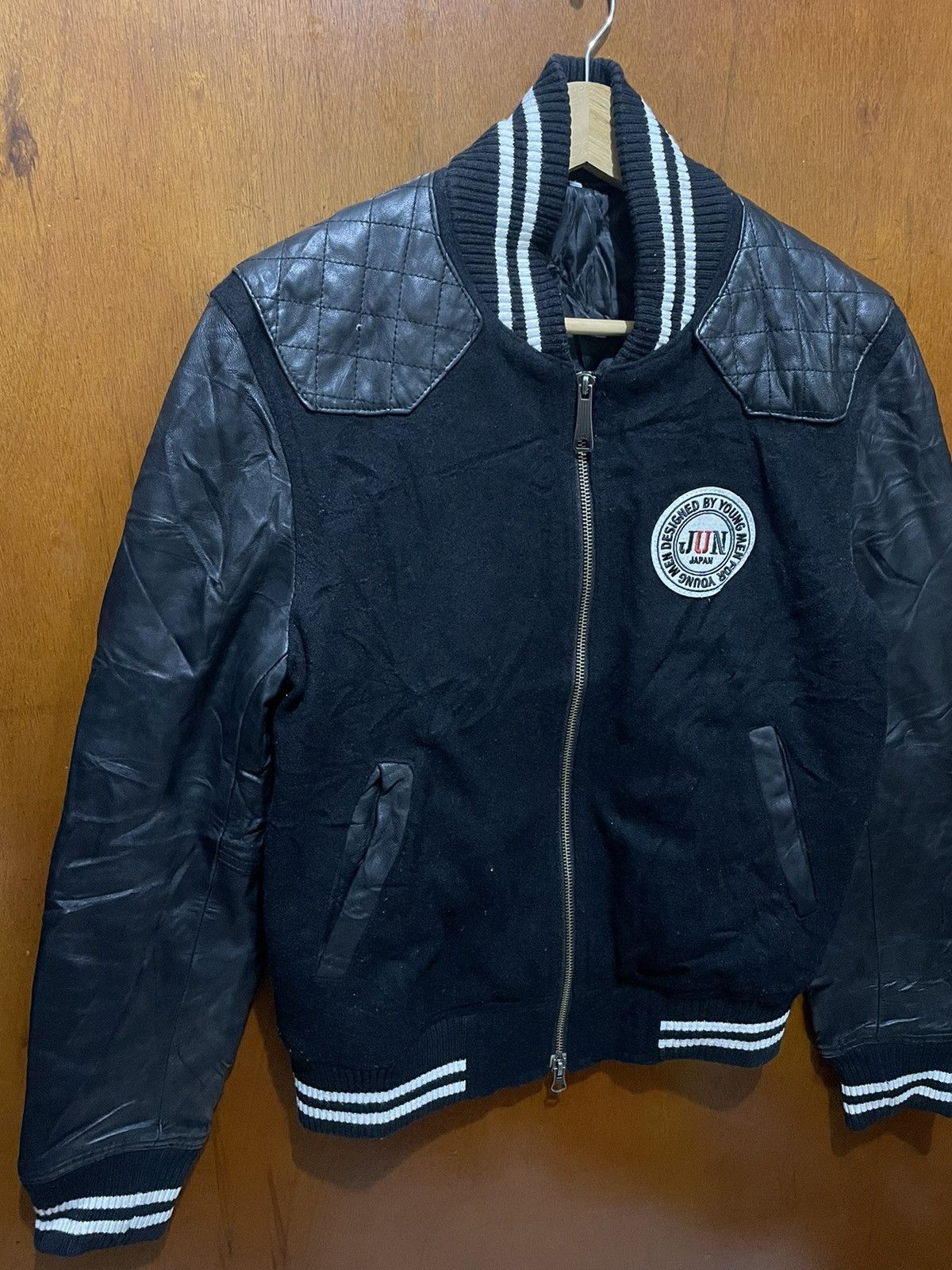 Japanese Brand × Vintage Vintage Junmen Varsity Jackets Leather Size US M / EU 48-50 / 2 - 3 Thumbnail