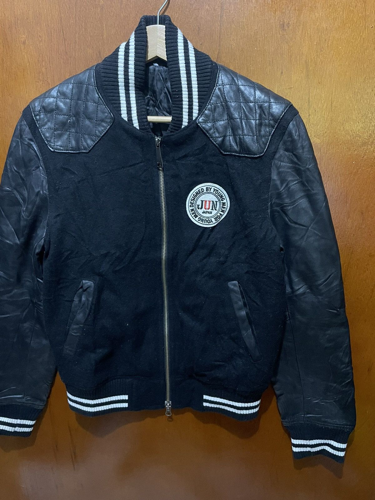 Japanese Brand × Vintage Vintage Junmen Varsity Jackets Leather Size US M / EU 48-50 / 2 - 2 Thumbnail
