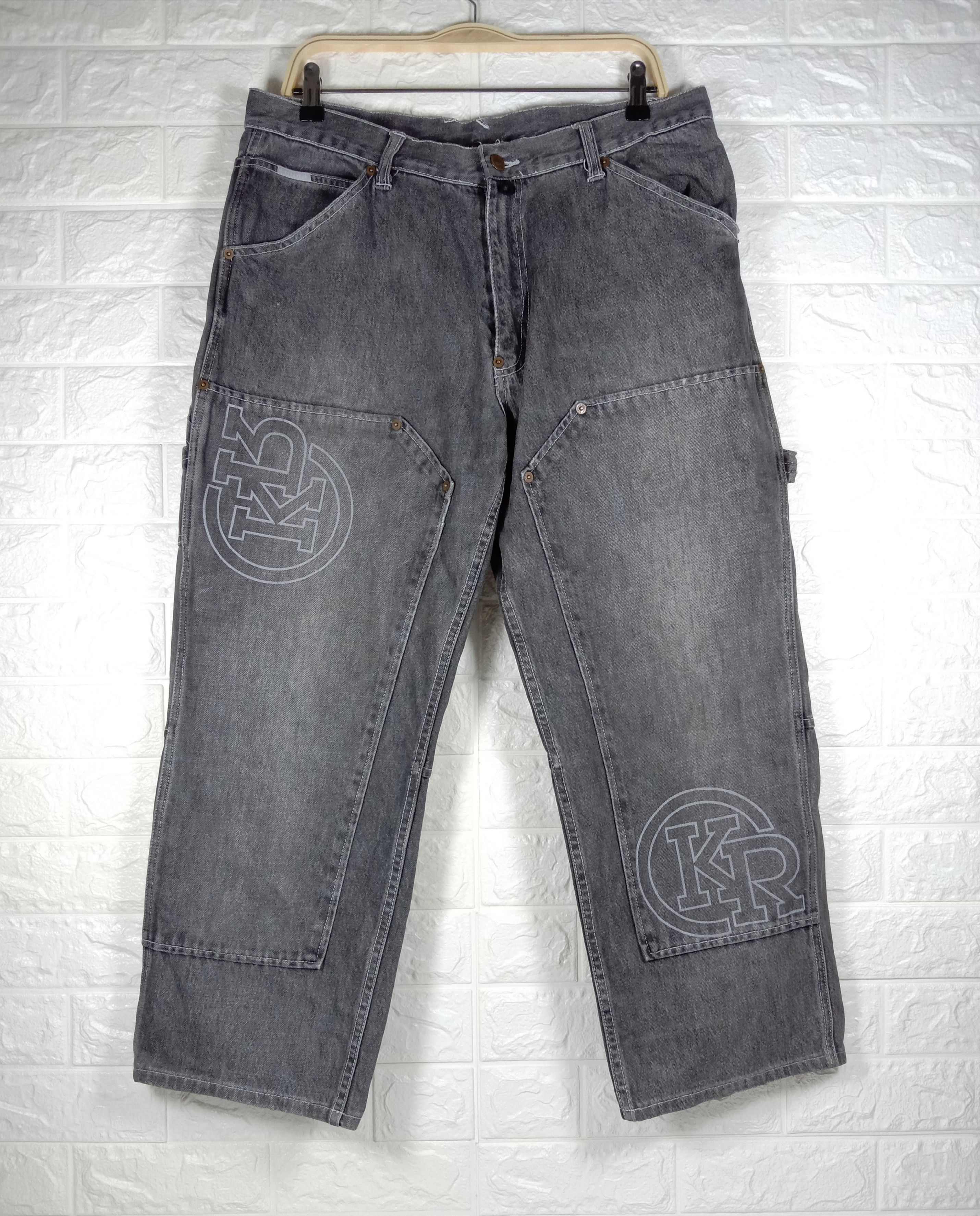Vintage Japanese Kazzrock Double Knee Wide Baggy Jeans