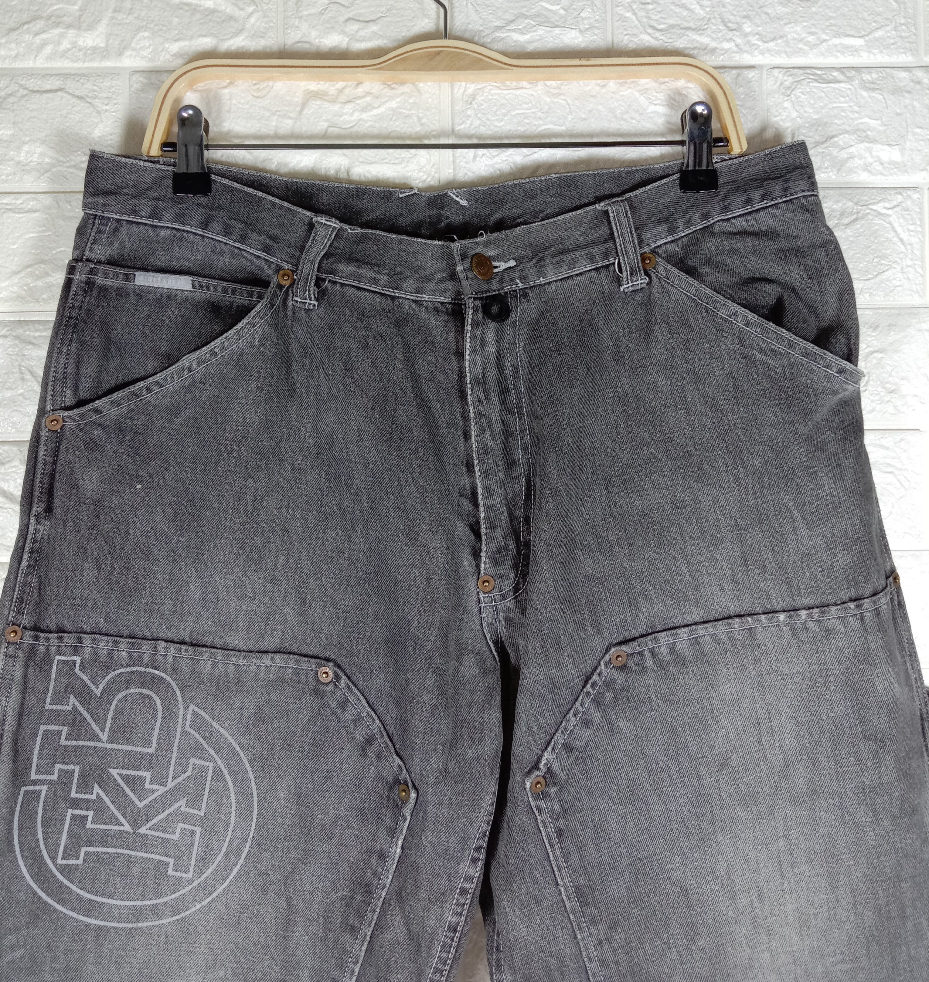 Japanese Brand Vintage Japanese Kazzrock Double Knee Wide Baggy Jeans Size US 34 / EU 50 - 2 Thumbnail
