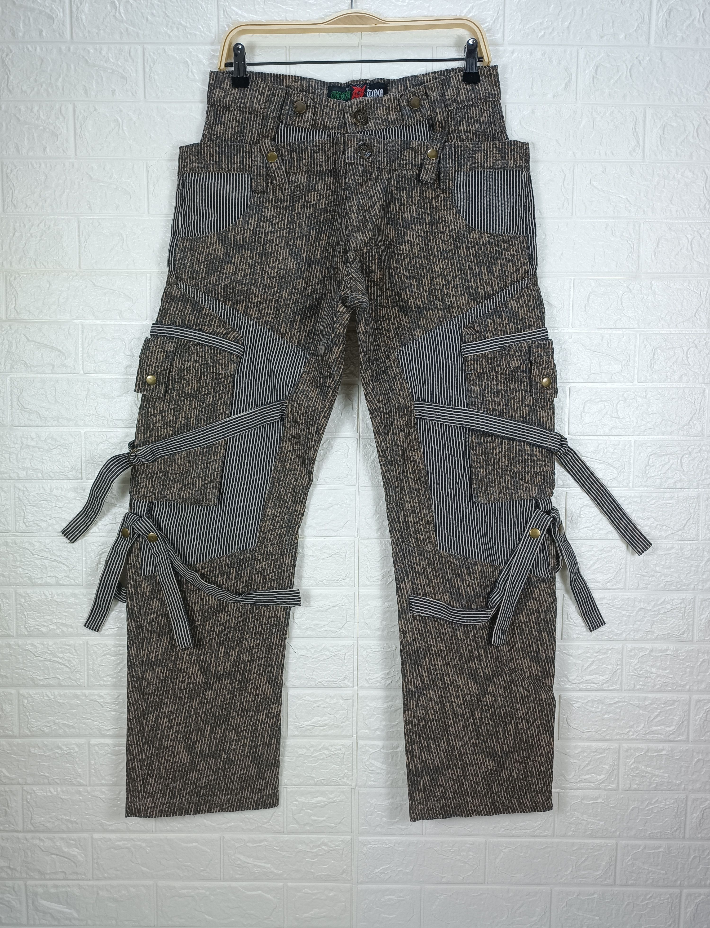 Japanese Brand Vintage Japanese Baggy Bondage Hickory Camo Cargo Denim Size US 30 / EU 46 - 1 Thumbnail