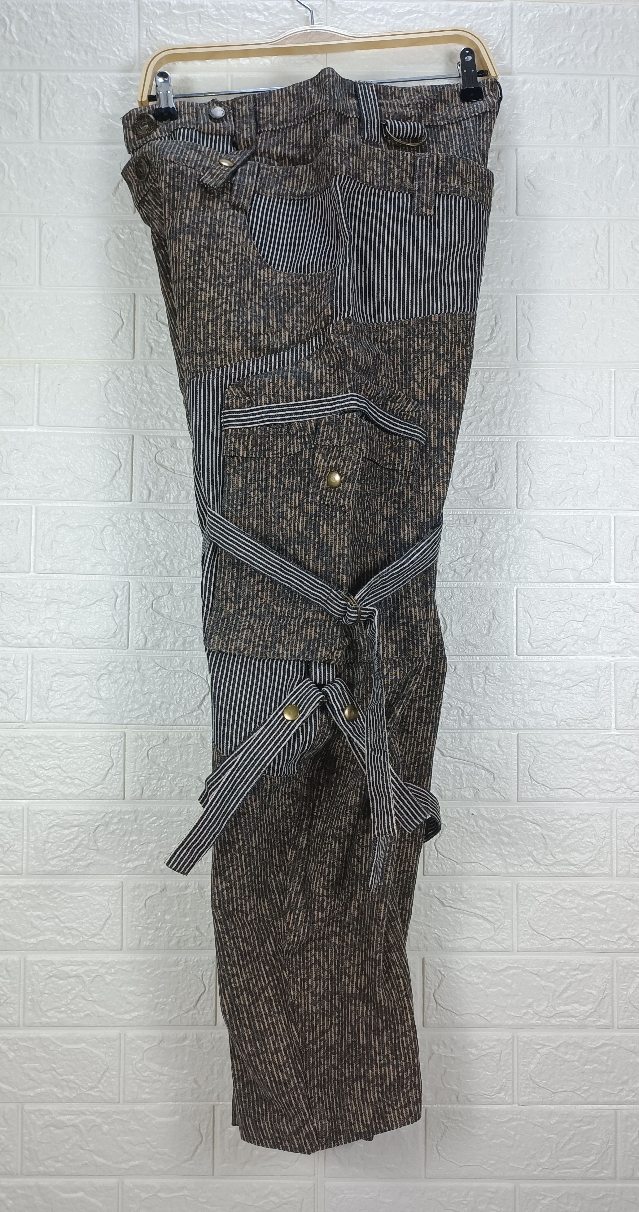 Japanese Brand Vintage Japanese Baggy Bondage Hickory Camo Cargo Denim Size US 30 / EU 46 - 10 Thumbnail