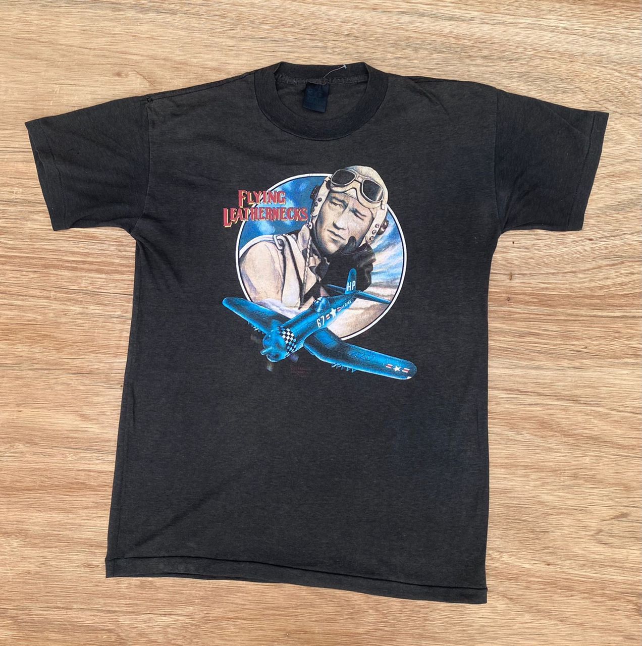 image of Made In USA x Vintage Tee D 35 Flying Leatherneck Us Marine in Black, Men's (Size Large)