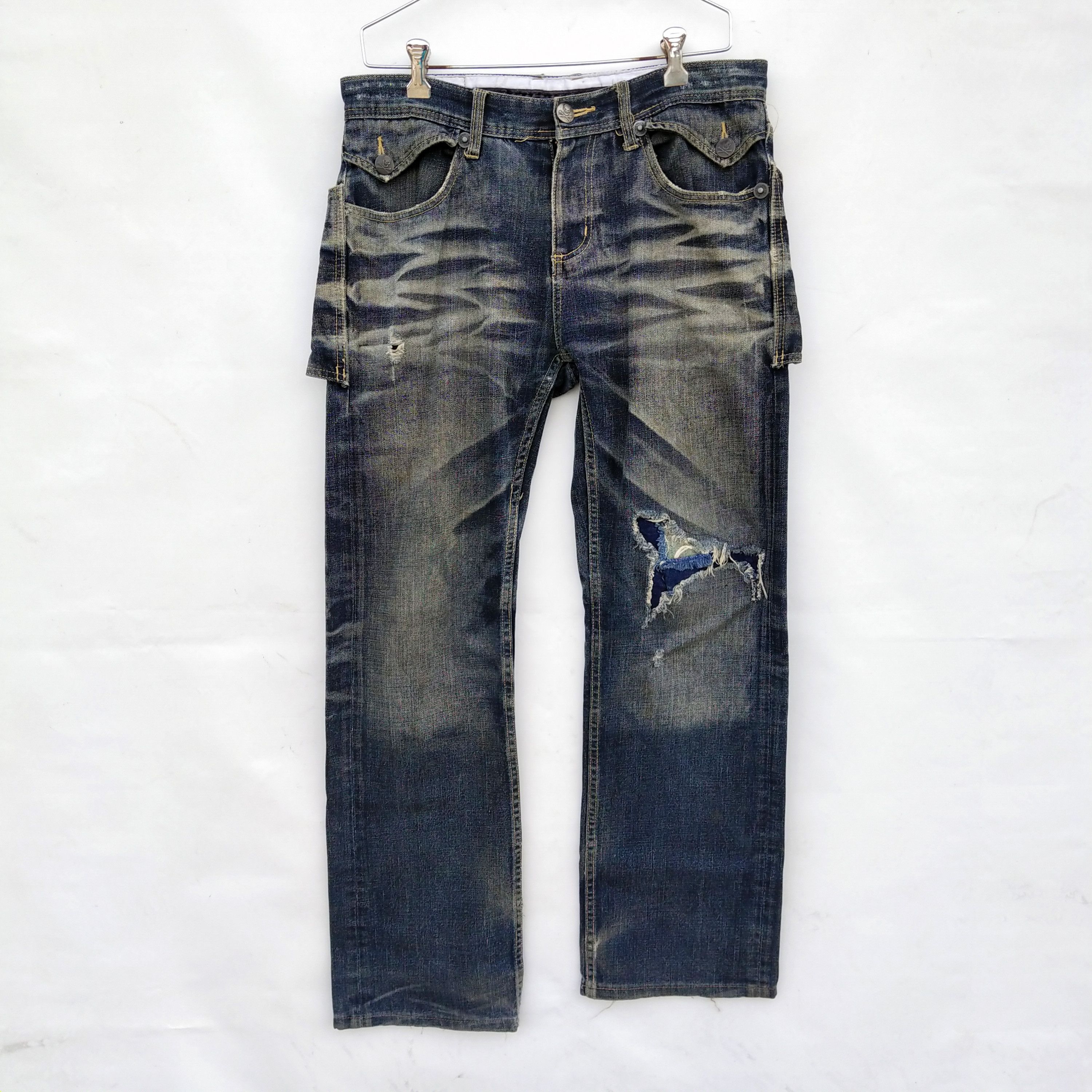 Japanese Brand Japanese brand Army Of No! Distresses Jeans Punk Style Size US 32 / EU 48 - 1 Thumbnail