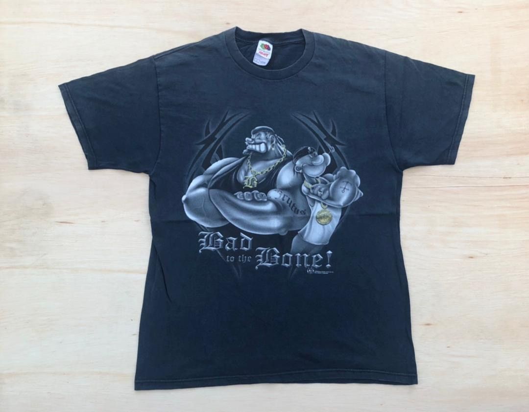 image of Fruit Of The Loom x Movie Vintage Tee Popeye ( A 22 ) in Black, Men's (Size Large)