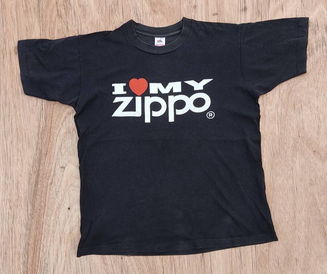 image of Fruit Of The Loom x Vintage Tee Zippo ( A 20 ) in Black, Men's (Size Large)