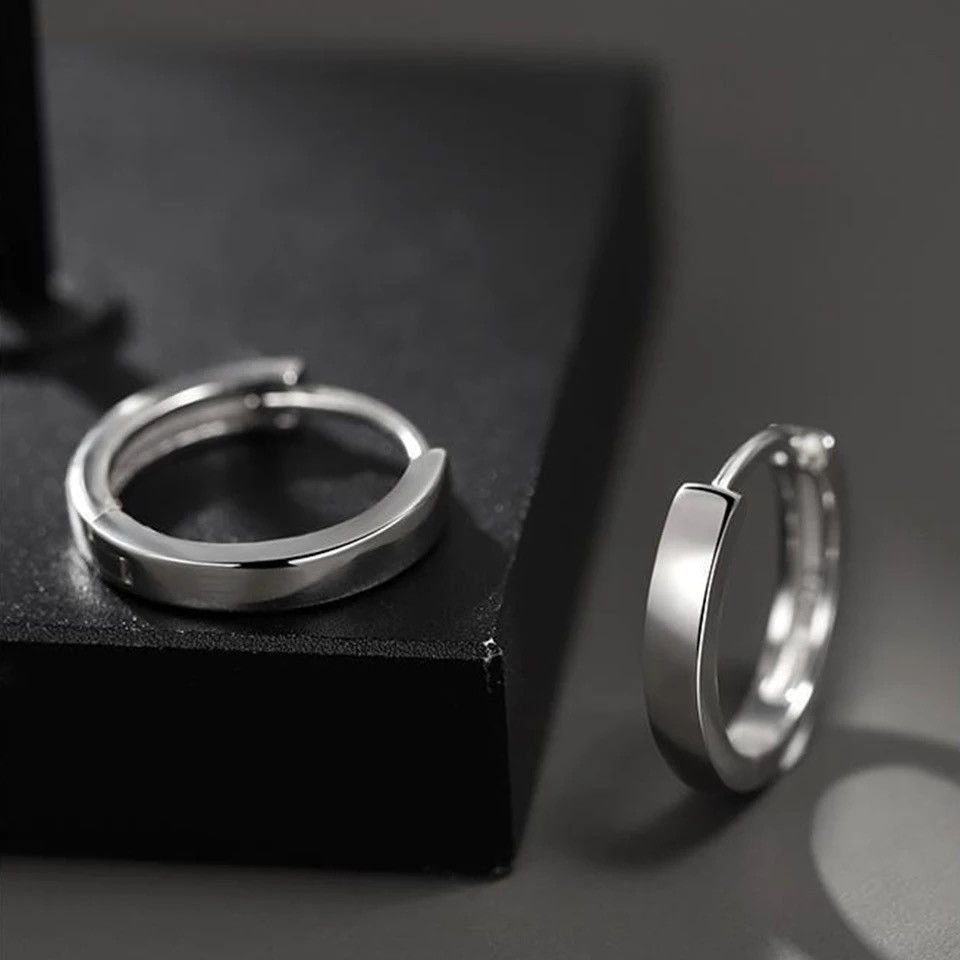 Designer × Jewelry 925 Silver Plated Small Hoop Earrings for Men Women Size ONE SIZE - 3 Thumbnail