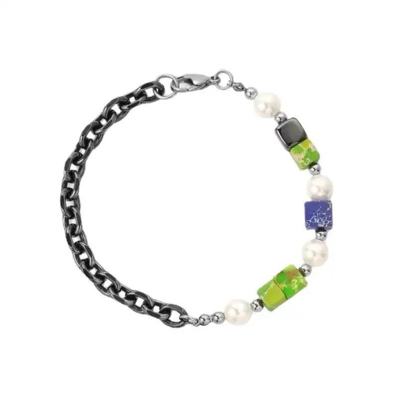 Other Titanium Steel Black Pearl Cuba Bracelet for Men Women Size ONE SIZE - 2 Thumbnail