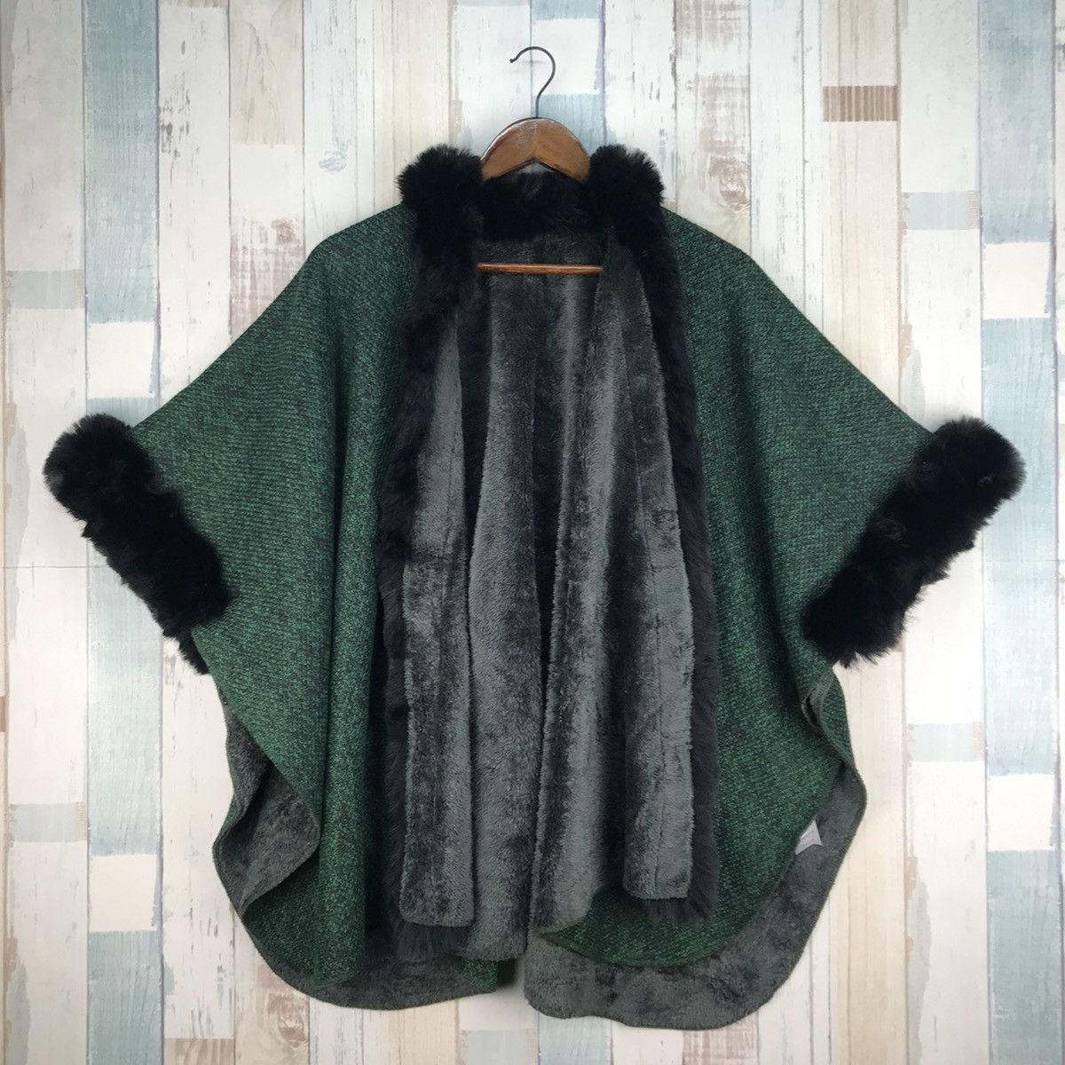 image of Vintage Hotreversible Poncho Nice Design in Green, Men's (Size 2XL)