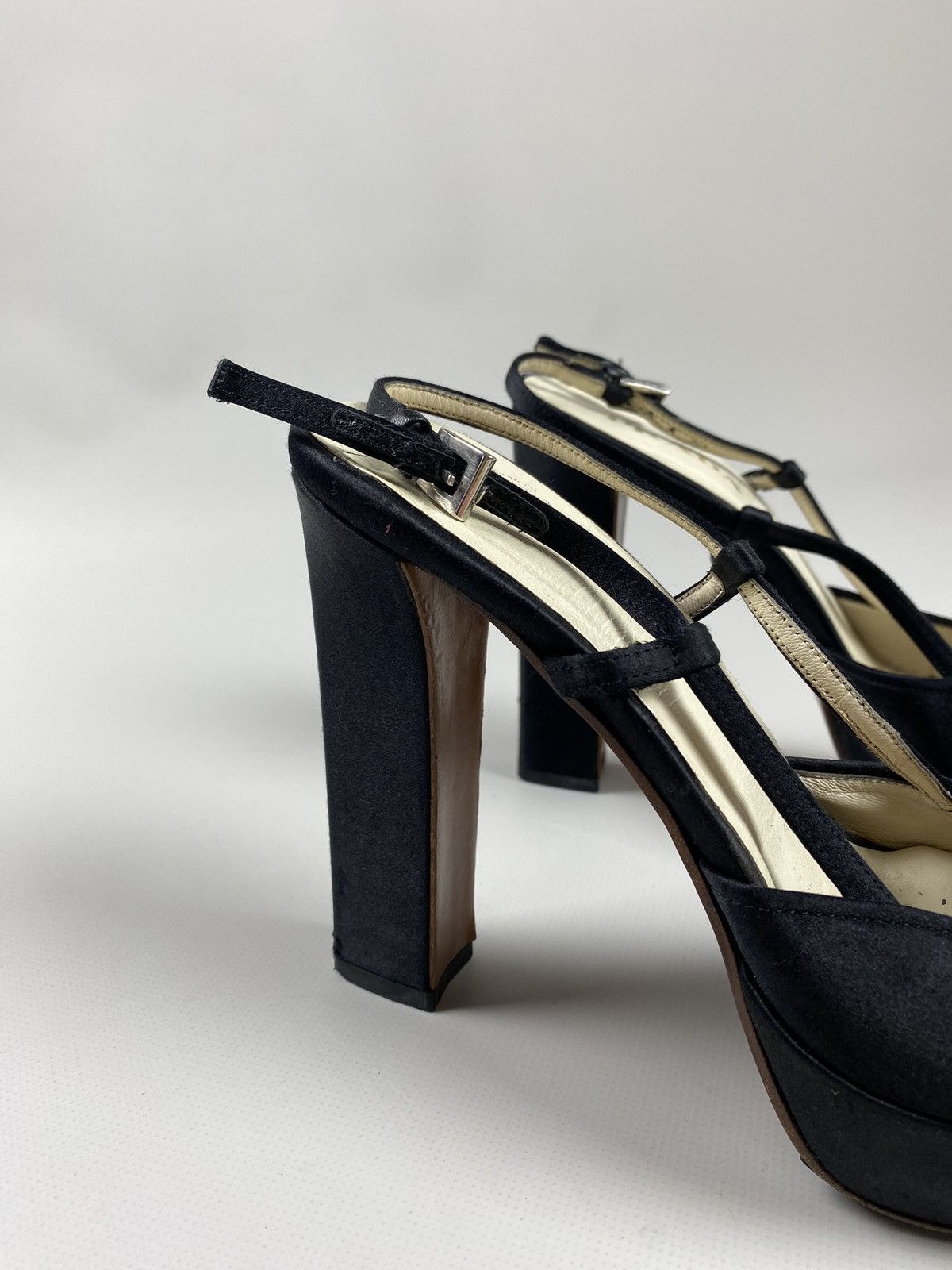 靴 PRADA square toe heels 37 VINTAGE PRADA Women Black All LEATHER Square Toe Pumps Heels