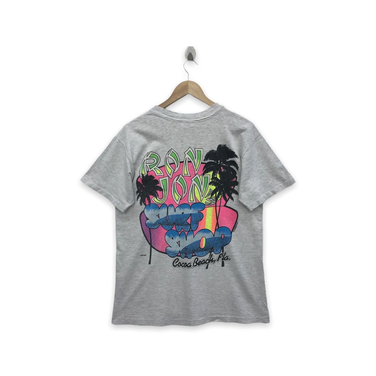 image of Vintage 90's Ron Jon Surf Shop Back Hit Printed By Hanes in Grey, Men's (Size Medium)