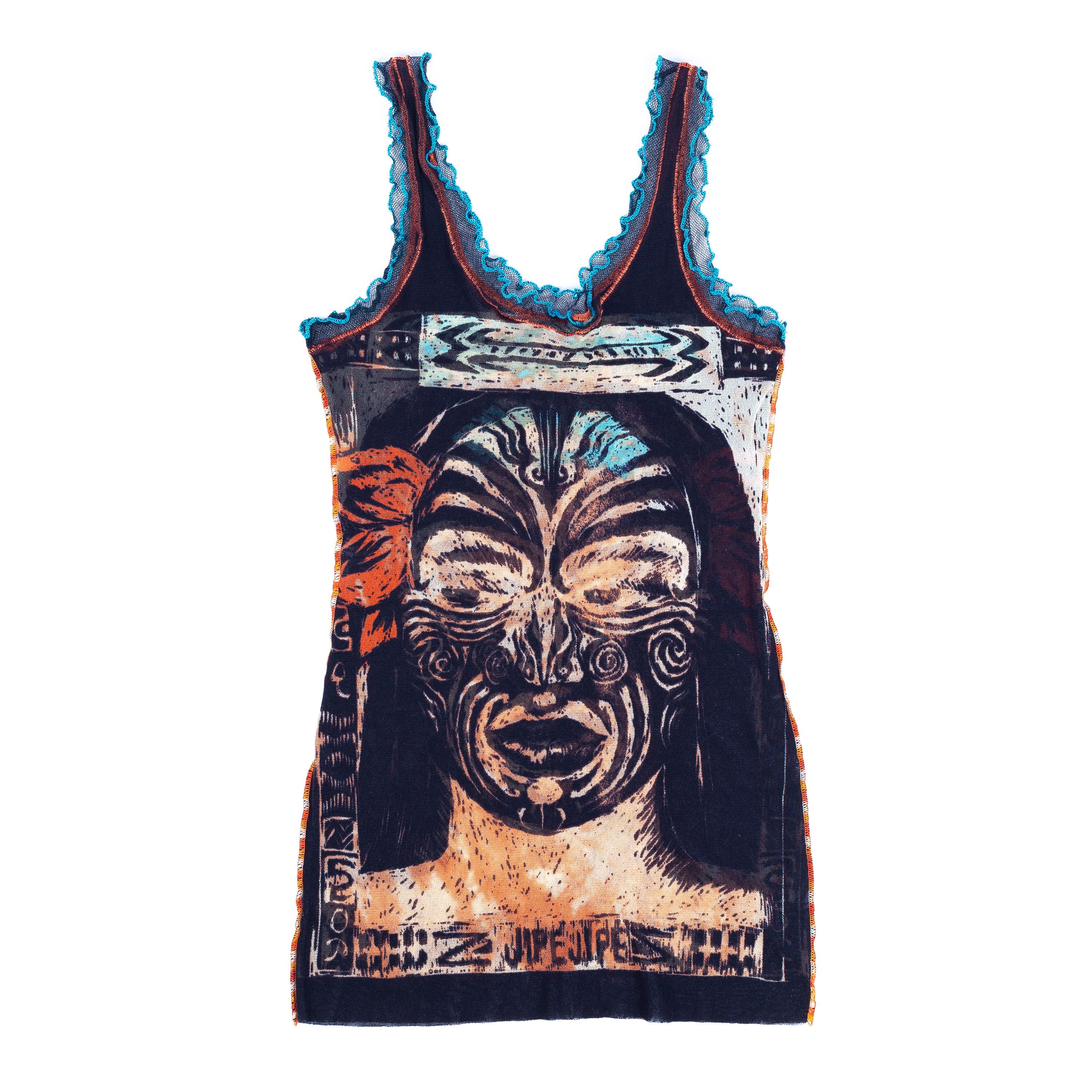 image of Jean Paul Gaultier Maori Tattoo Mesh Tank Top, Women's (Size Small)