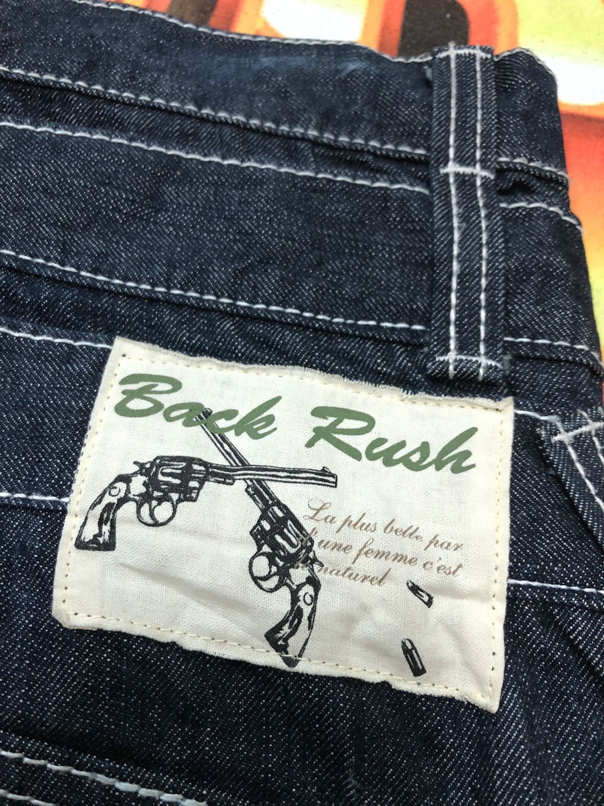 Japanese Brand × Vintage VINTAGE BACK RUSH CROSS GUN TRIPLE WAIST(RARE) DENIM JEANS Size US 31 - 9 Thumbnail