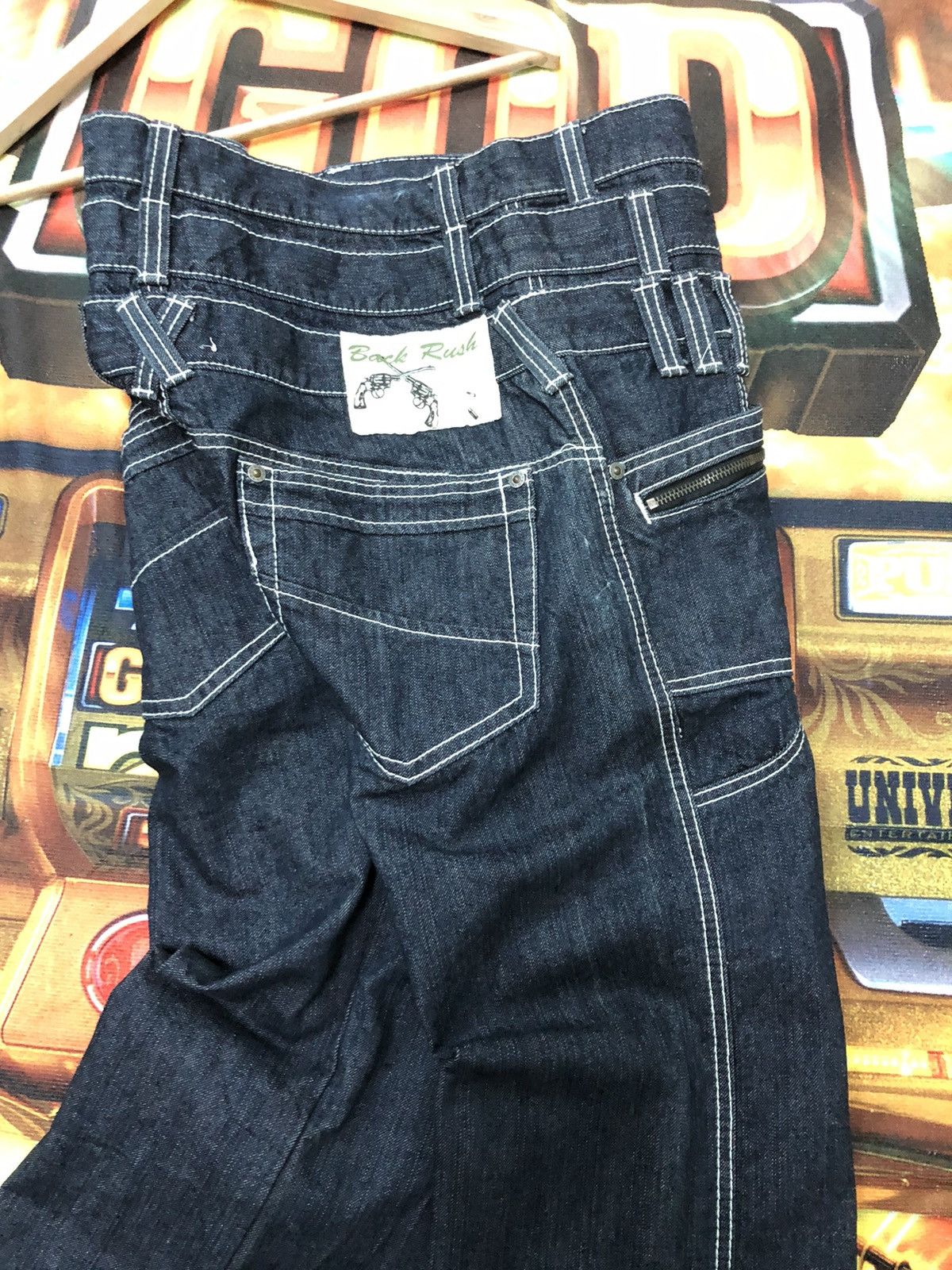 Japanese Brand × Vintage VINTAGE BACK RUSH CROSS GUN TRIPLE WAIST(RARE) DENIM JEANS Size US 31 - 12 Thumbnail