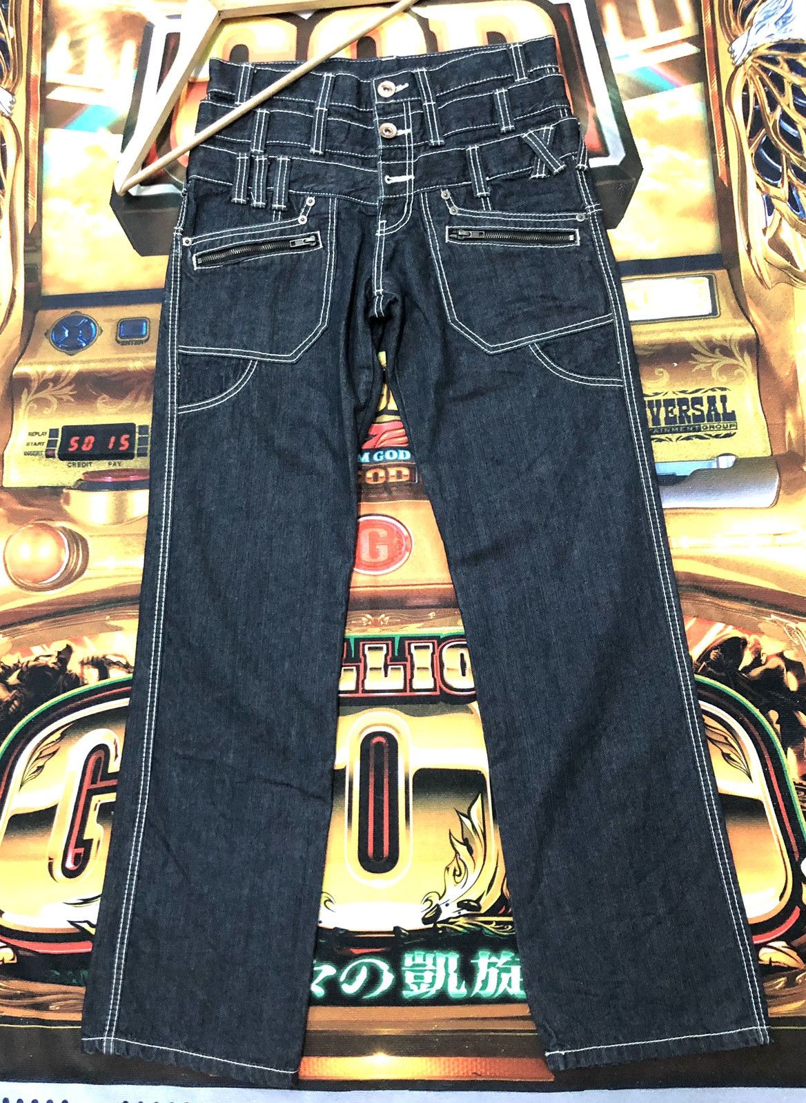 Japanese Brand × Vintage VINTAGE BACK RUSH CROSS GUN TRIPLE WAIST(RARE) DENIM JEANS Size US 31 - 1 Thumbnail