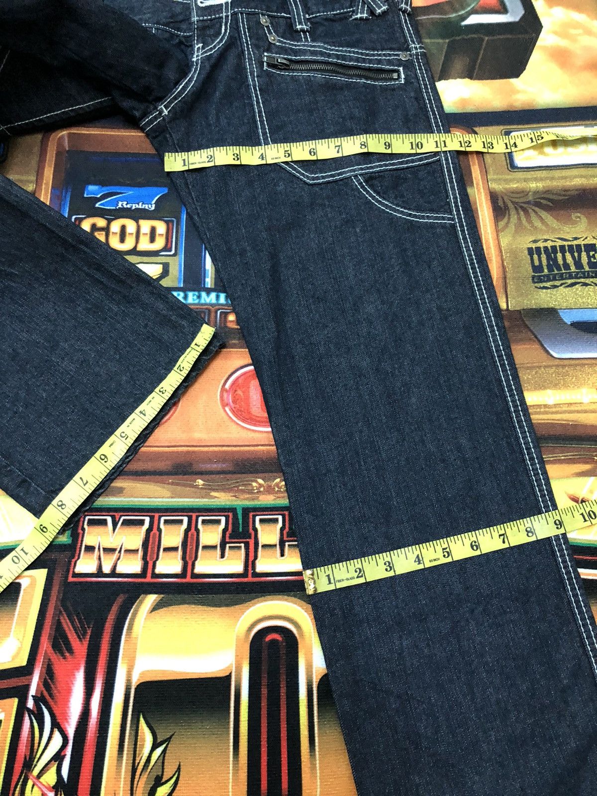Japanese Brand × Vintage VINTAGE BACK RUSH CROSS GUN TRIPLE WAIST(RARE) DENIM JEANS Size US 31 - 15 Thumbnail