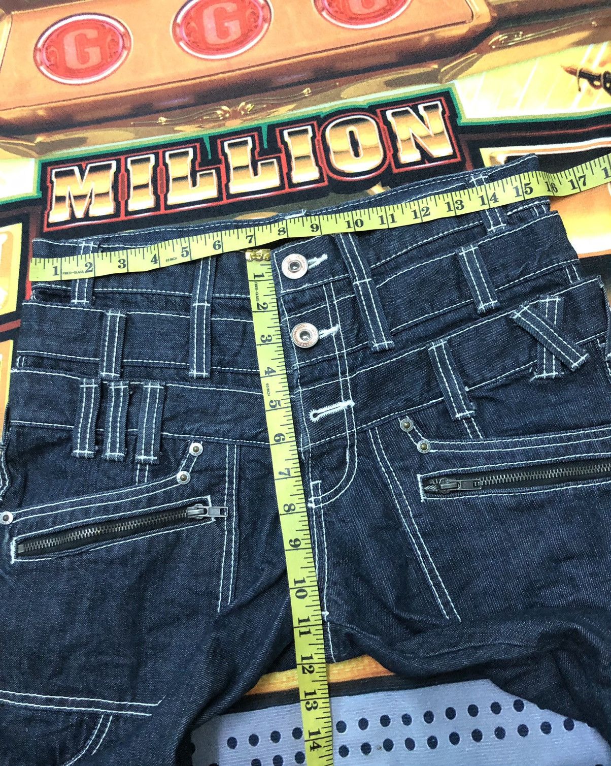 Japanese Brand × Vintage VINTAGE BACK RUSH CROSS GUN TRIPLE WAIST(RARE) DENIM JEANS Size US 31 - 13 Thumbnail