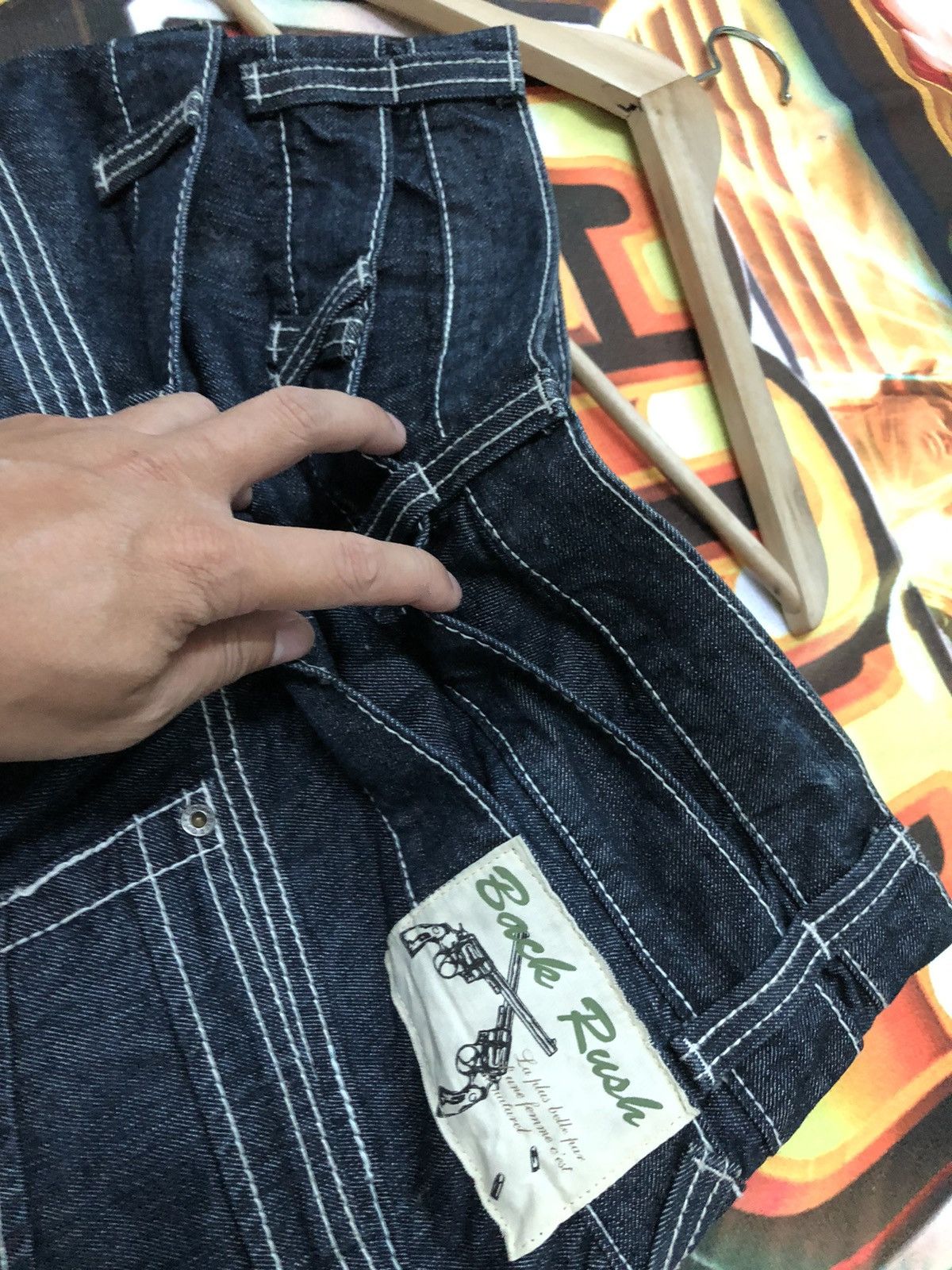 Japanese Brand × Vintage VINTAGE BACK RUSH CROSS GUN TRIPLE WAIST(RARE) DENIM JEANS Size US 31 - 10 Thumbnail