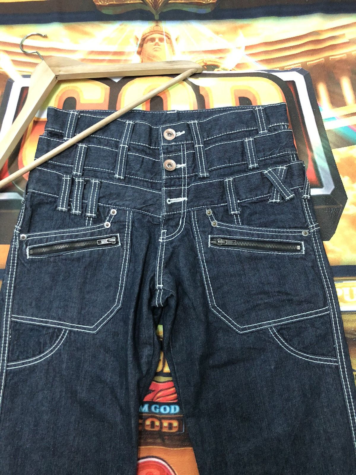 Japanese Brand × Vintage VINTAGE BACK RUSH CROSS GUN TRIPLE WAIST(RARE) DENIM JEANS Size US 31 - 2 Thumbnail