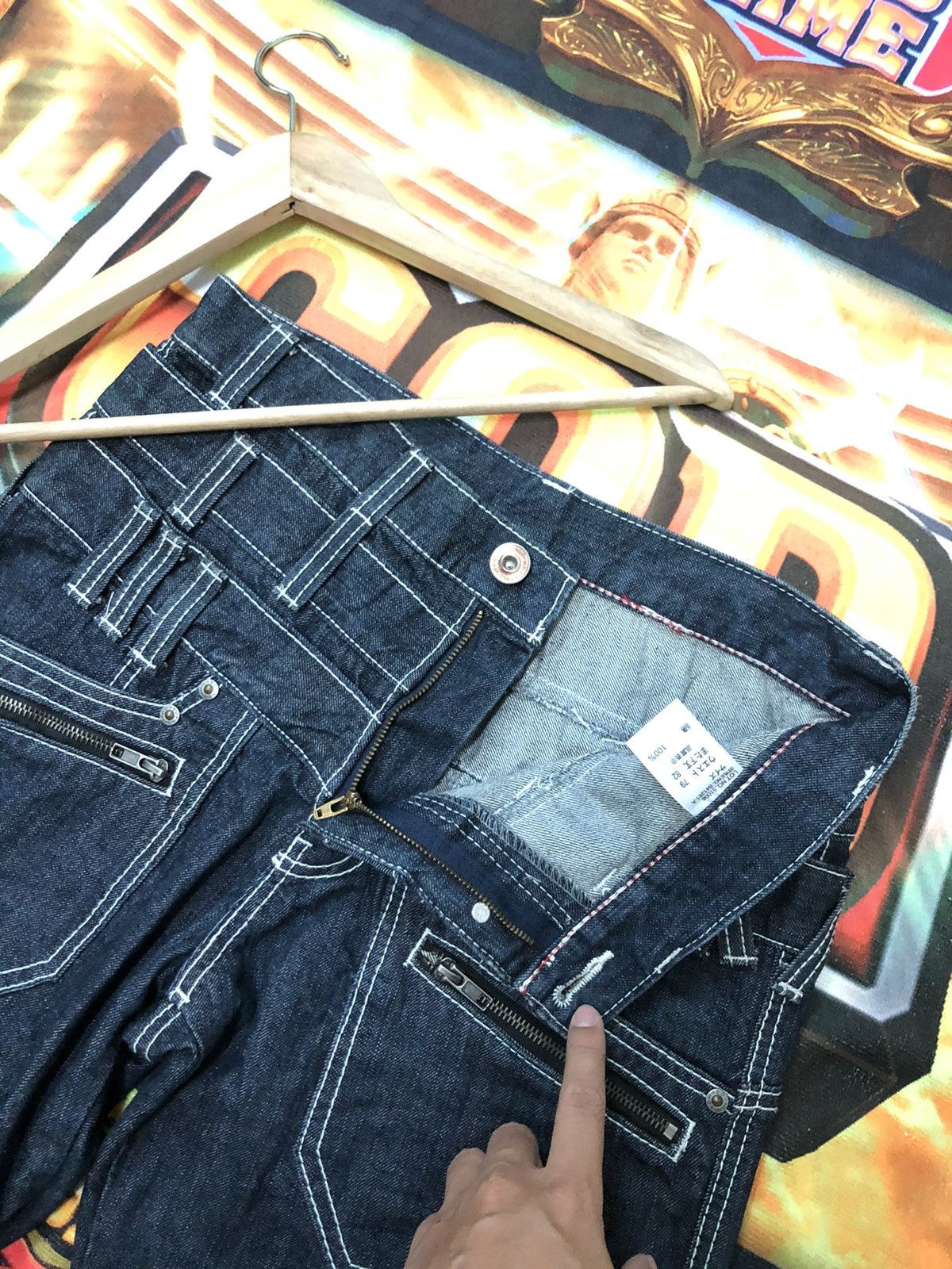 Japanese Brand × Vintage VINTAGE BACK RUSH CROSS GUN TRIPLE WAIST(RARE) DENIM JEANS Size US 31 - 3 Thumbnail
