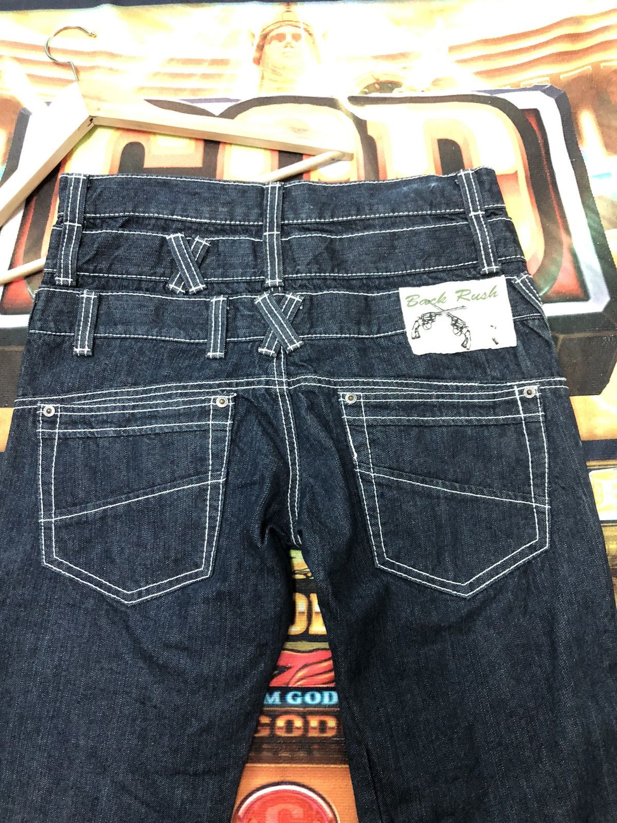 Japanese Brand × Vintage VINTAGE BACK RUSH CROSS GUN TRIPLE WAIST(RARE) DENIM JEANS Size US 31 - 8 Thumbnail