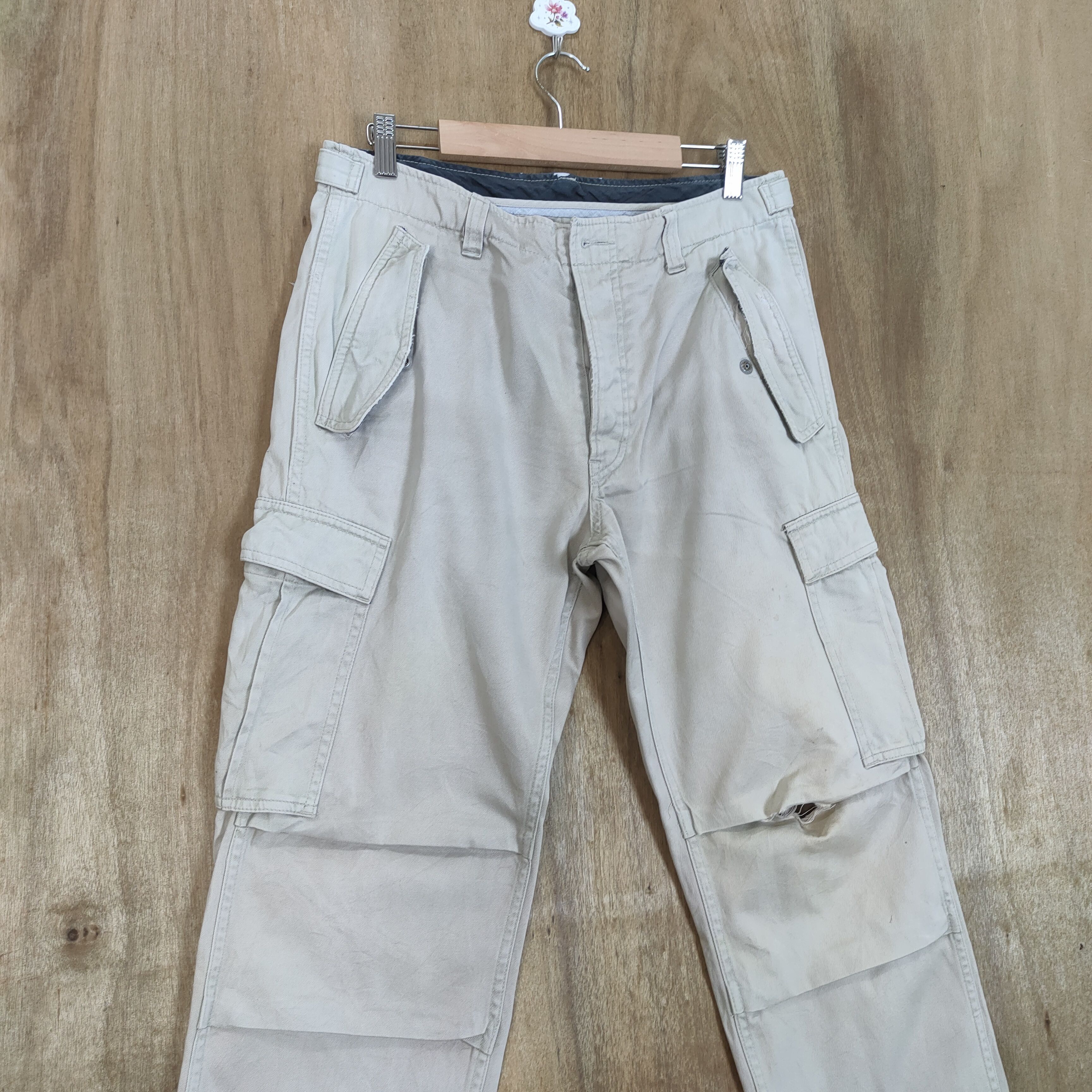 Japanese Brand VINTAGE SHIPS FADED WHITE CARGO PANTS Size US 30 / EU 46 - 4 Thumbnail