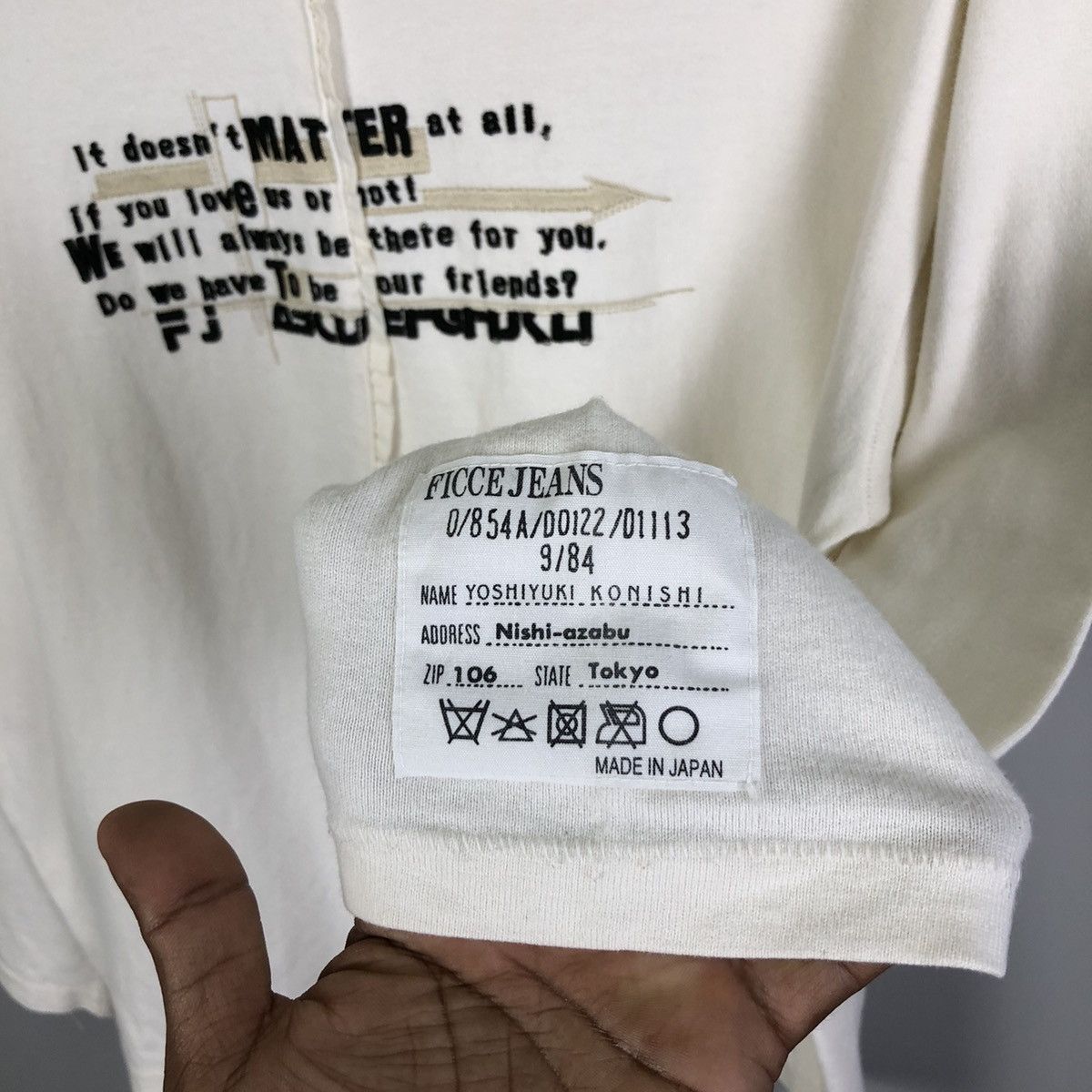 Japanese Brand Ficce Jeans Embroidered LongSleeve Tshirt Size US L / EU 52-54 / 3 - 8 Thumbnail